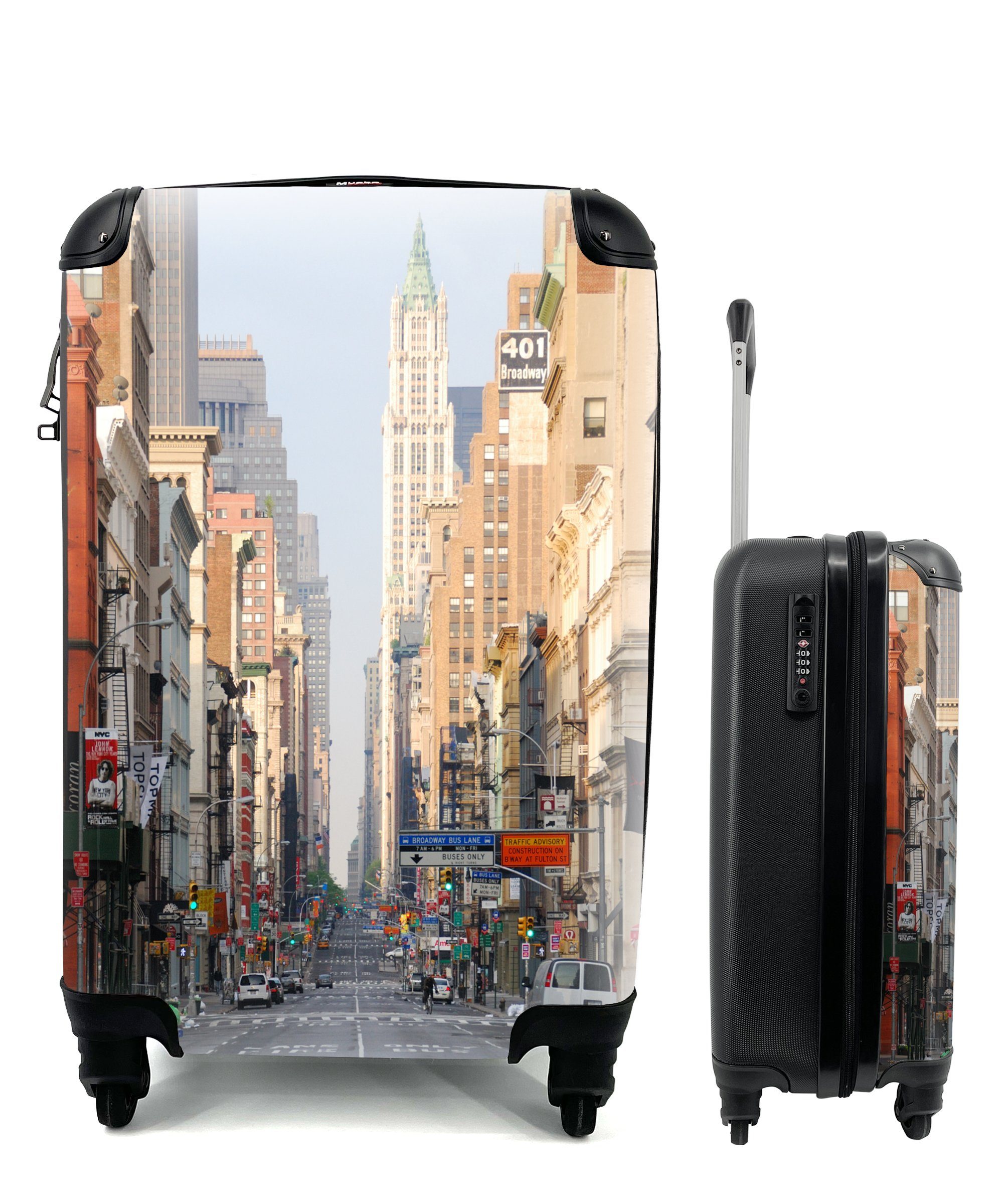 MuchoWow Handgepäckkoffer Amerika - SoHo - New York, 4 Rollen, Reisetasche mit rollen, Handgepäck für Ferien, Trolley, Reisekoffer