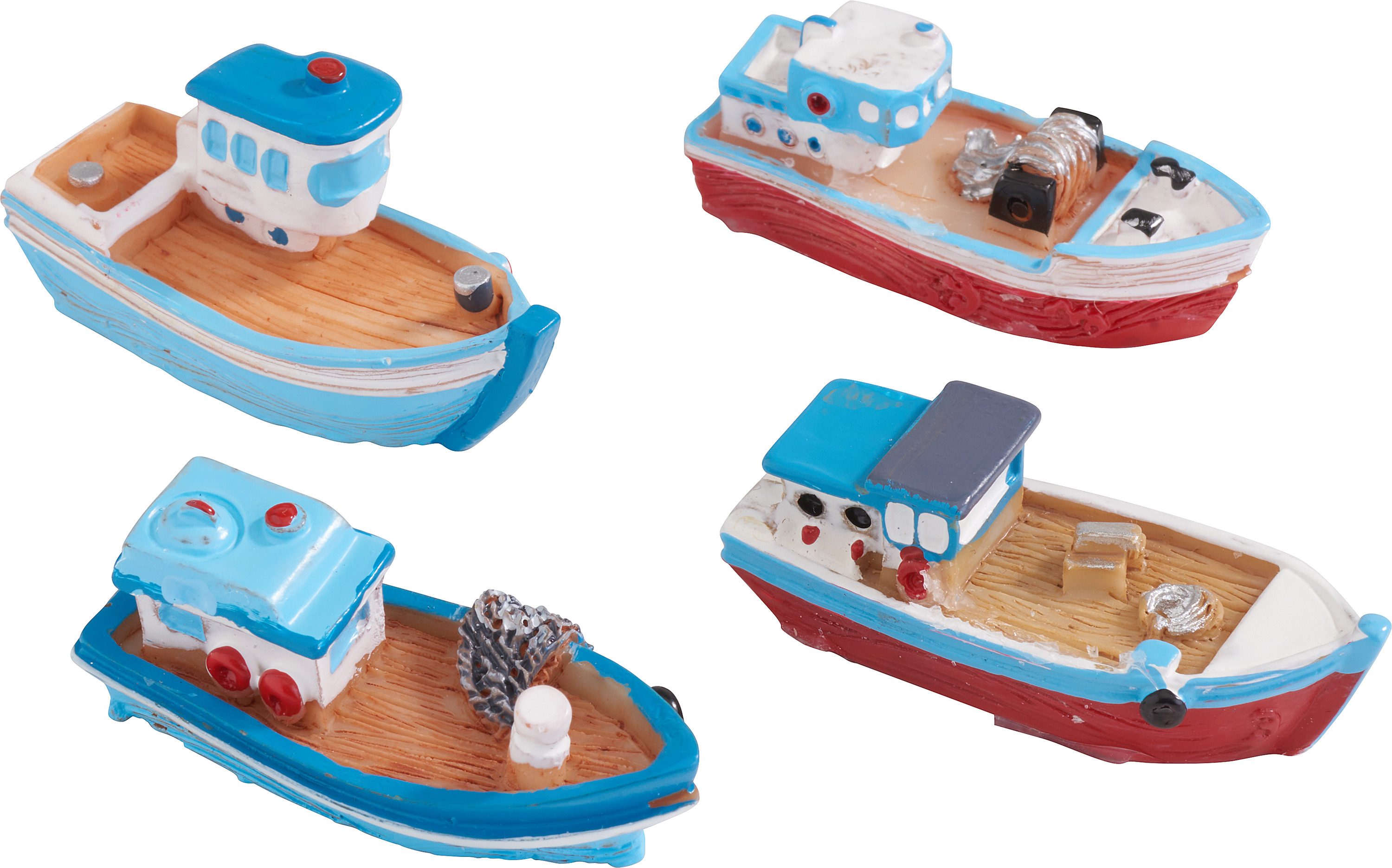 Dekofigur Fischerboot (4 St), 4 Stück