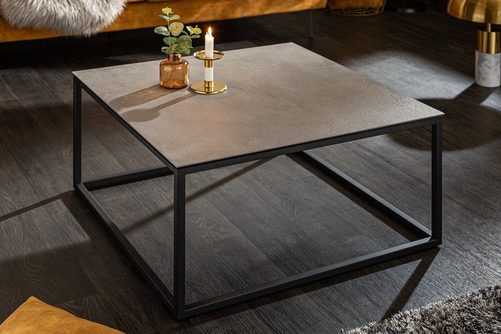 · grau 1-St), | / 75cm Couchtisch grau schwarz · · Wohnzimmer · eckig grau riess-ambiente Beton-Optik Keramik Industrial Metall · (Einzelartikel, SYMBIOSE