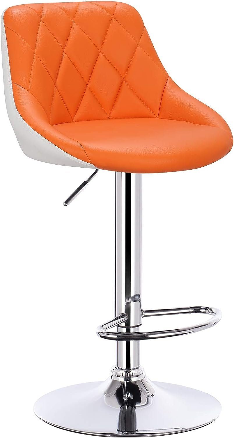 Woltu Drehhocker (4 St), drehbar Barhocker 2 farbig Orange+weiß Kunstleder aus Sitzfläche