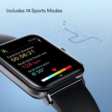 Diyarts GT01 Smartwatch (3,9 cm/1,55 Zoll) Sportuhr, Fitnessuhr, mit 14 Sportmodi, 5ATM-Wasserdichtigkeit, LCD-Touchscreen, SpO2, HR-Monitoring & intelligente Erinnerung