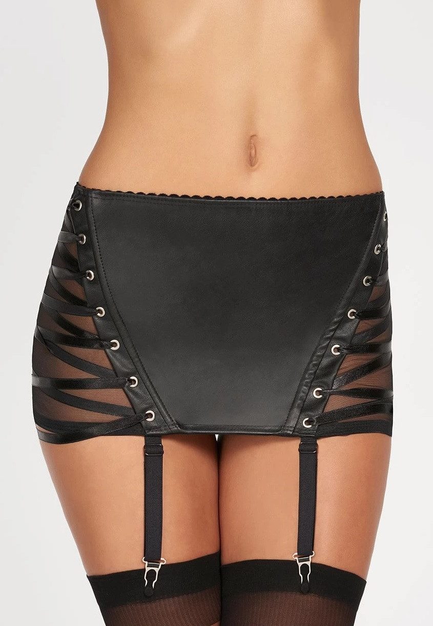 7Heaven Strapsgürtel Wetlook-Optik mit Tüll-Einsätzen und verstellbaren Strapsen