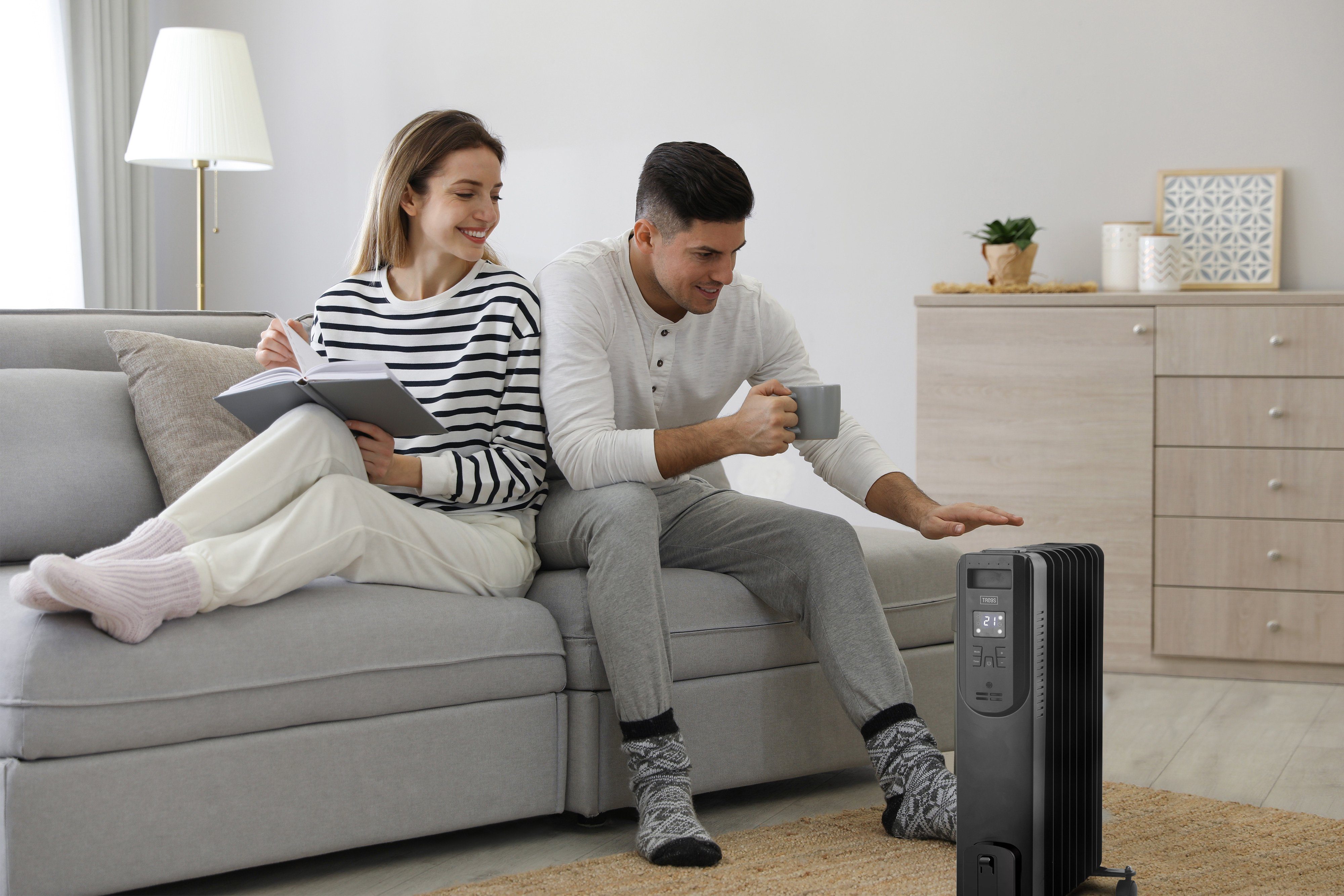 TREBS Ölradiator 99404, Digitaler Ölradiator, 3 Stufen (max. 2000W), 24h-Timer, Fernbedienung