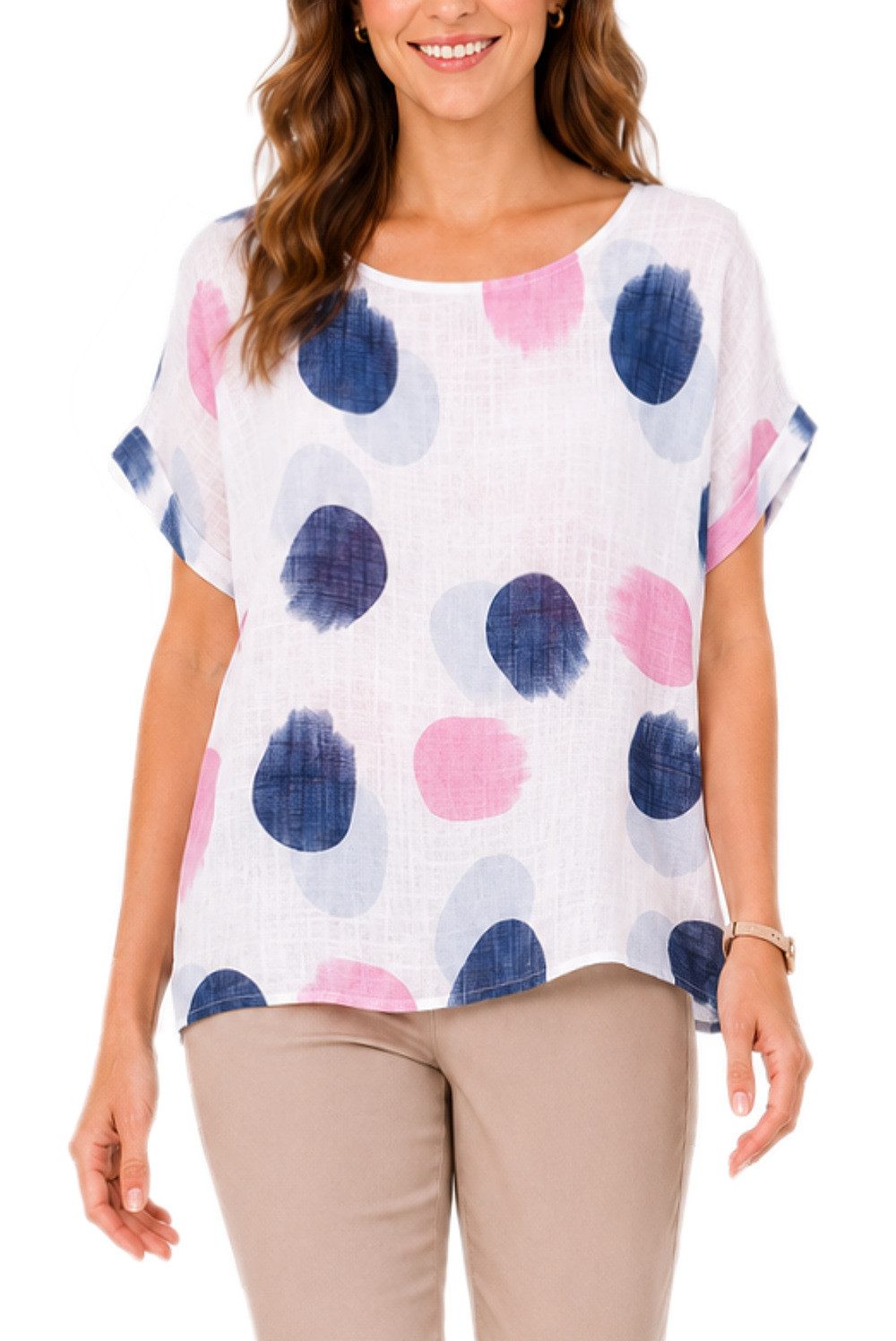 dy_mode Kurzarmbluse Kurzarm Bluse Baumwollshirt Damen Blusenshirt Elegantes Tunika Shirt