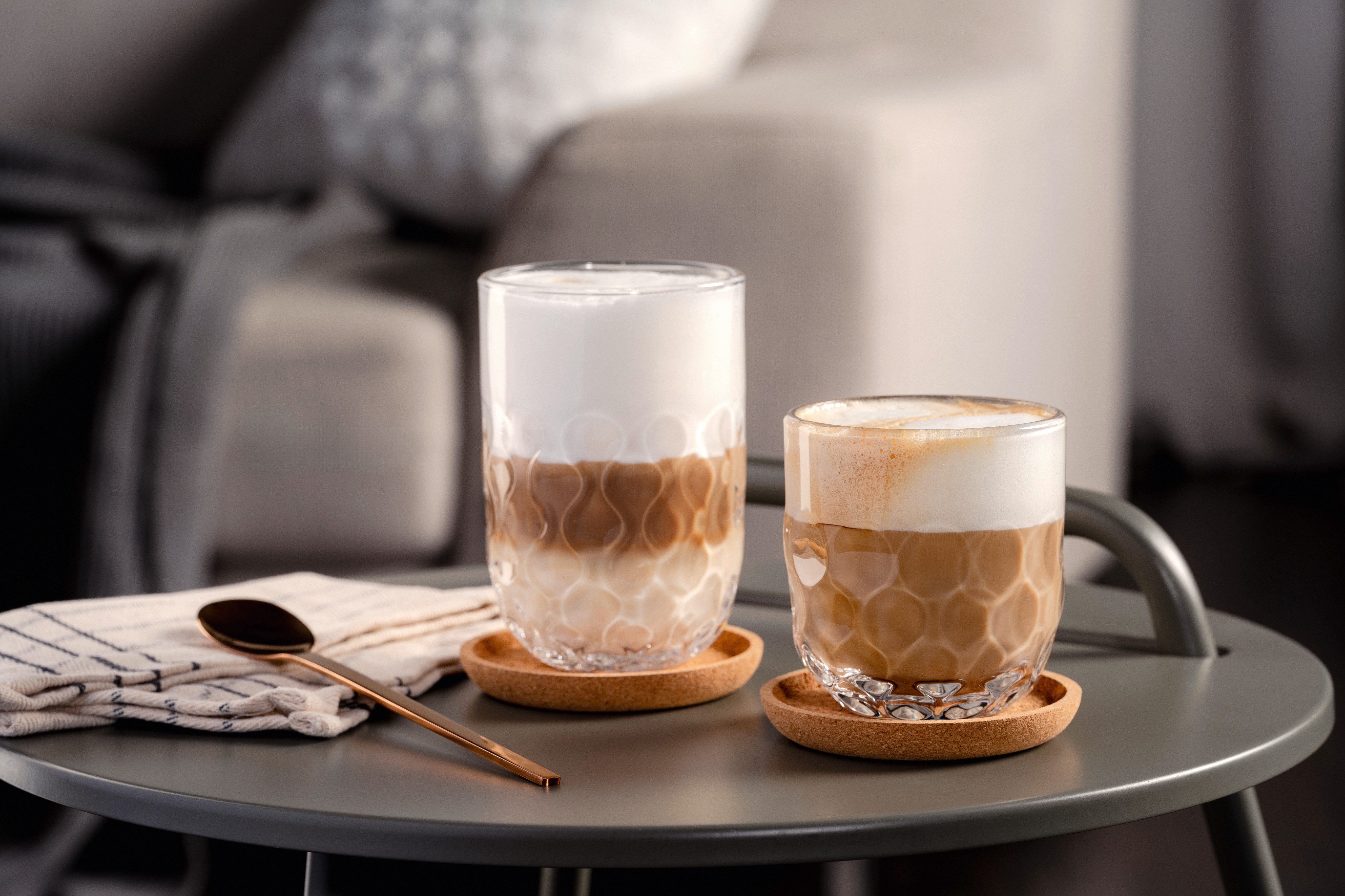 LEONARDO Gläser-Set Kaffee-Glas GOCCE, 220 ml, 6er-Set, 6-tlg., Glas, 1. Variante, mit Tropfenrelief