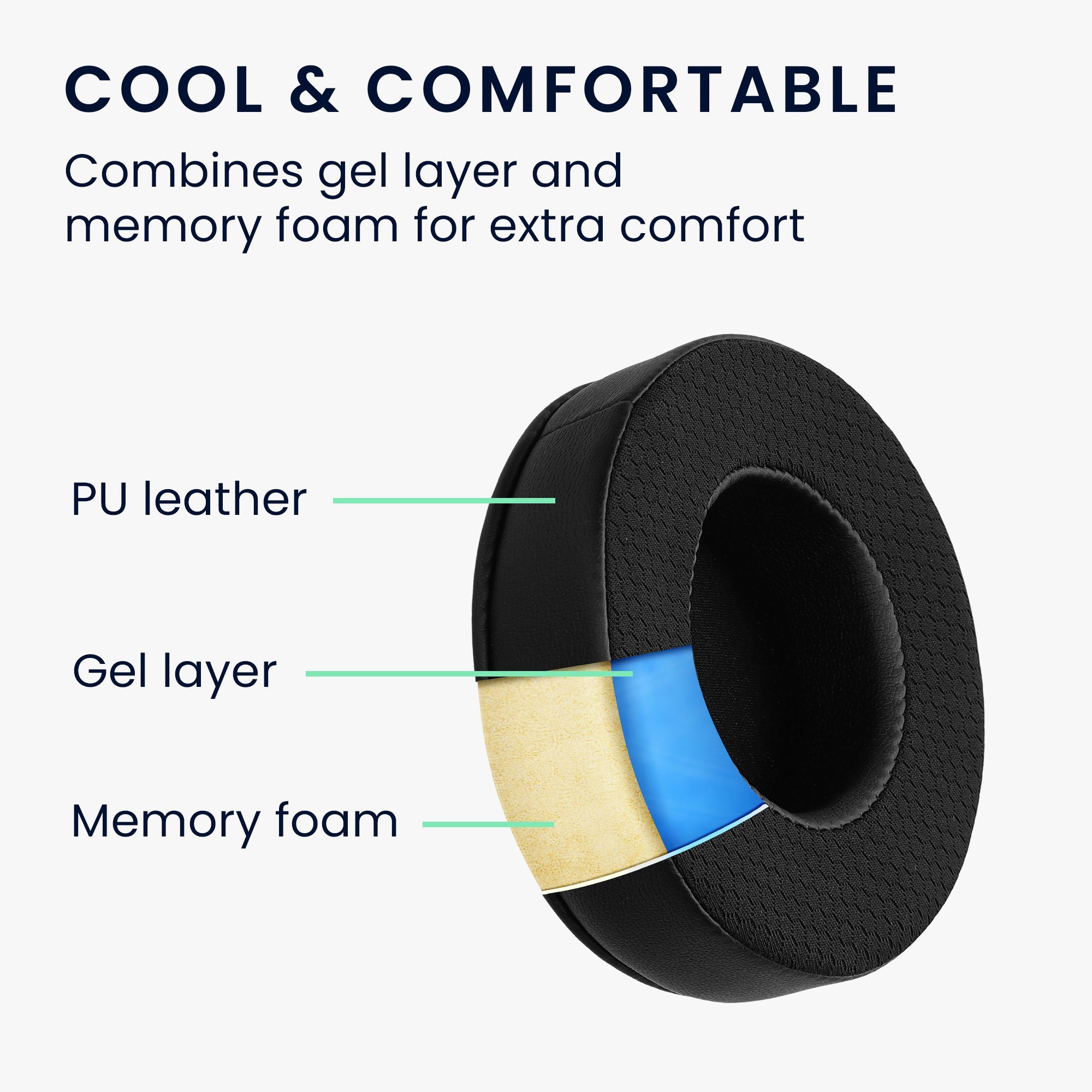 Cooling Effekt) 880 DT Kunstleder für 2x Polster Ear Ohrpolster kwmobile für Over Kopfhörer Headphones Ohr (Ohrpolster Beyerdynamic