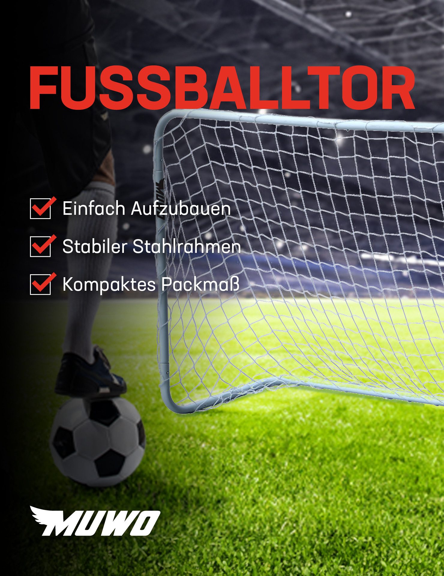 MUWO Fußballtor MUWO Fußballtor aus Stahl 1,20 x 0,8 m