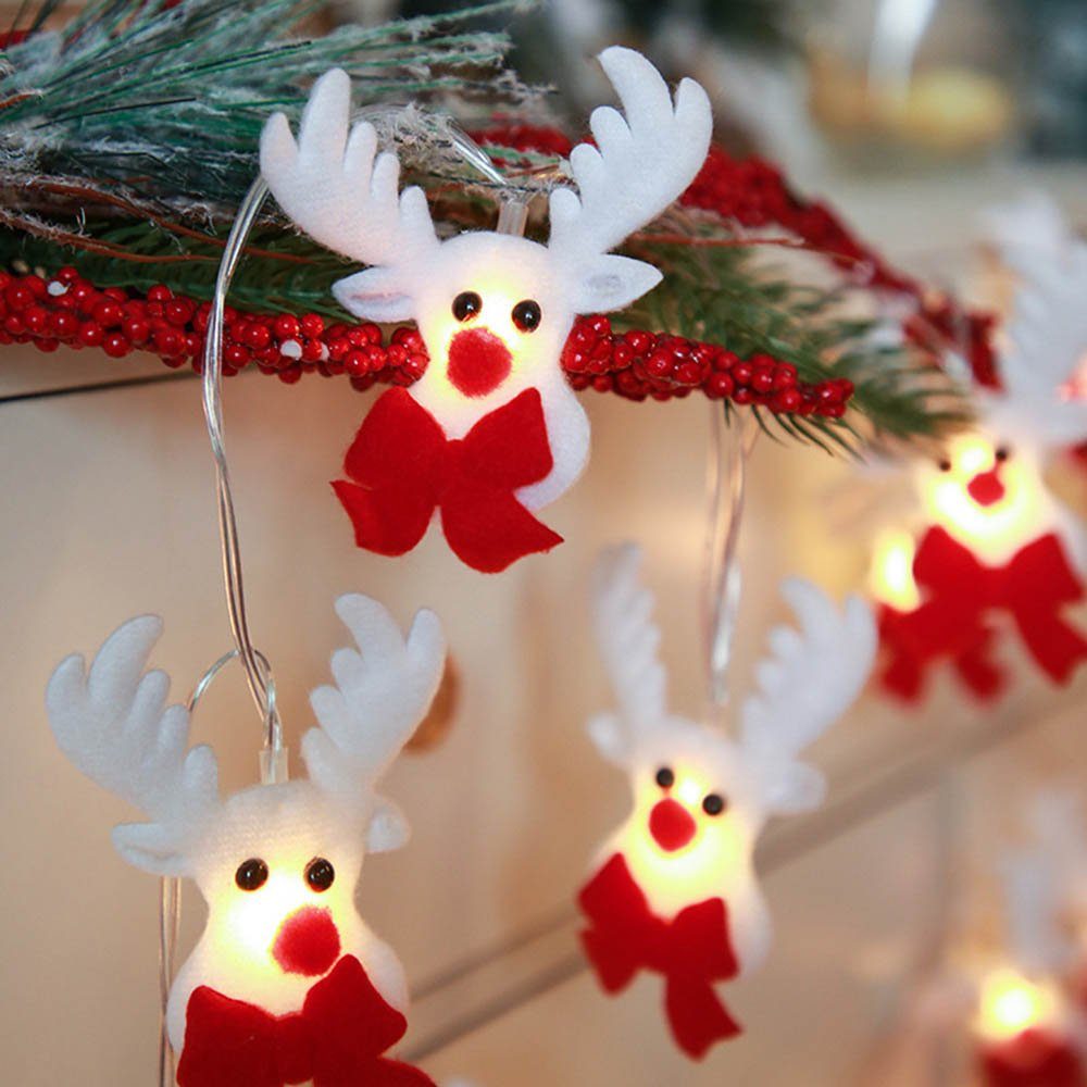 LED-Lichterkette Plüsch, Deko Rentier; Batterie, Rosnek Weihnachtsmann 1.5/3M, für Weihnachtsbaum Kurzer Weihnachtsfeier, Schneemann