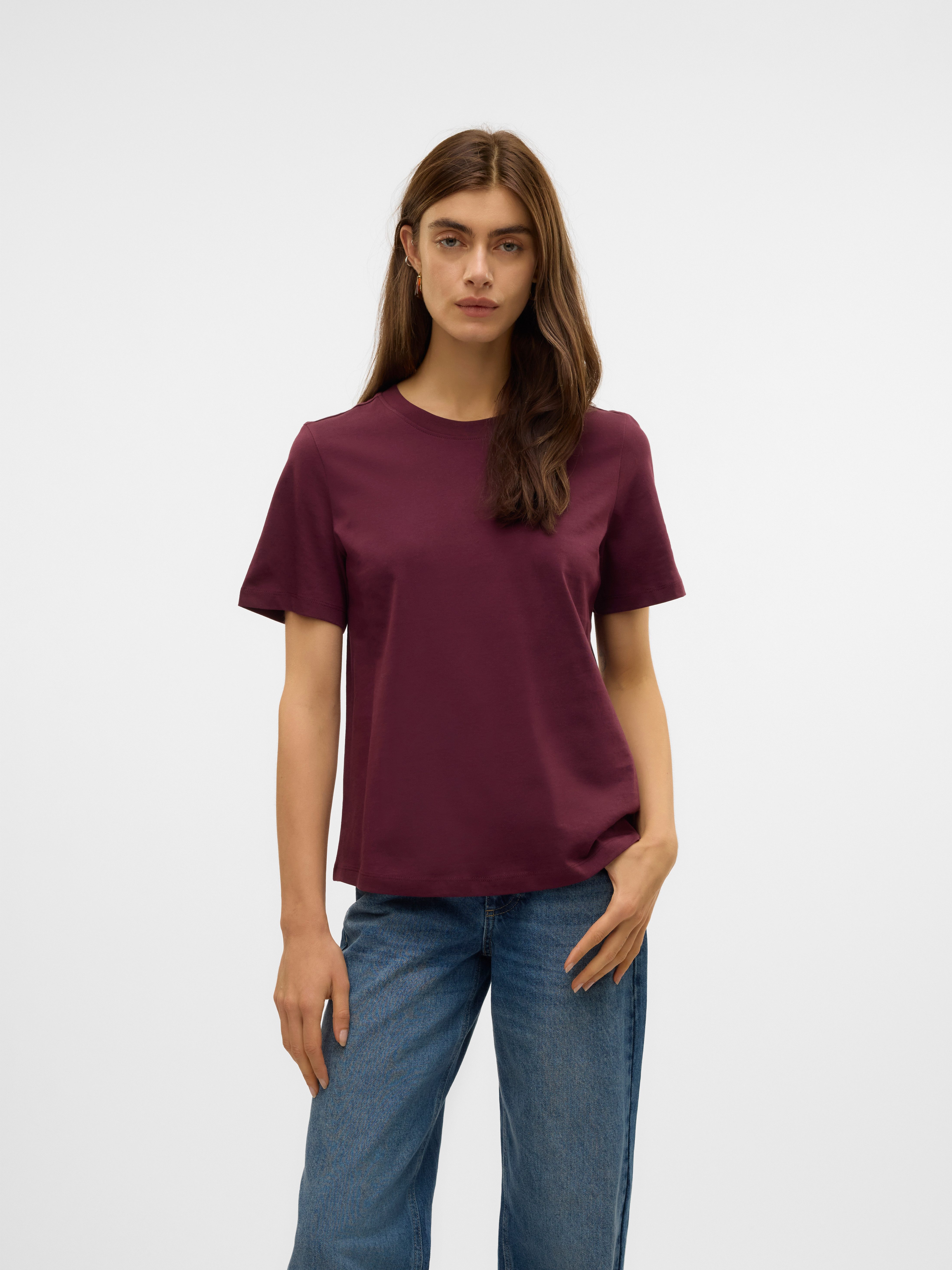 Vero Moda Kurzarmshirt VMPAULINA SS T-SHIRT GA JRS NOOS Baumwolle, regular fit