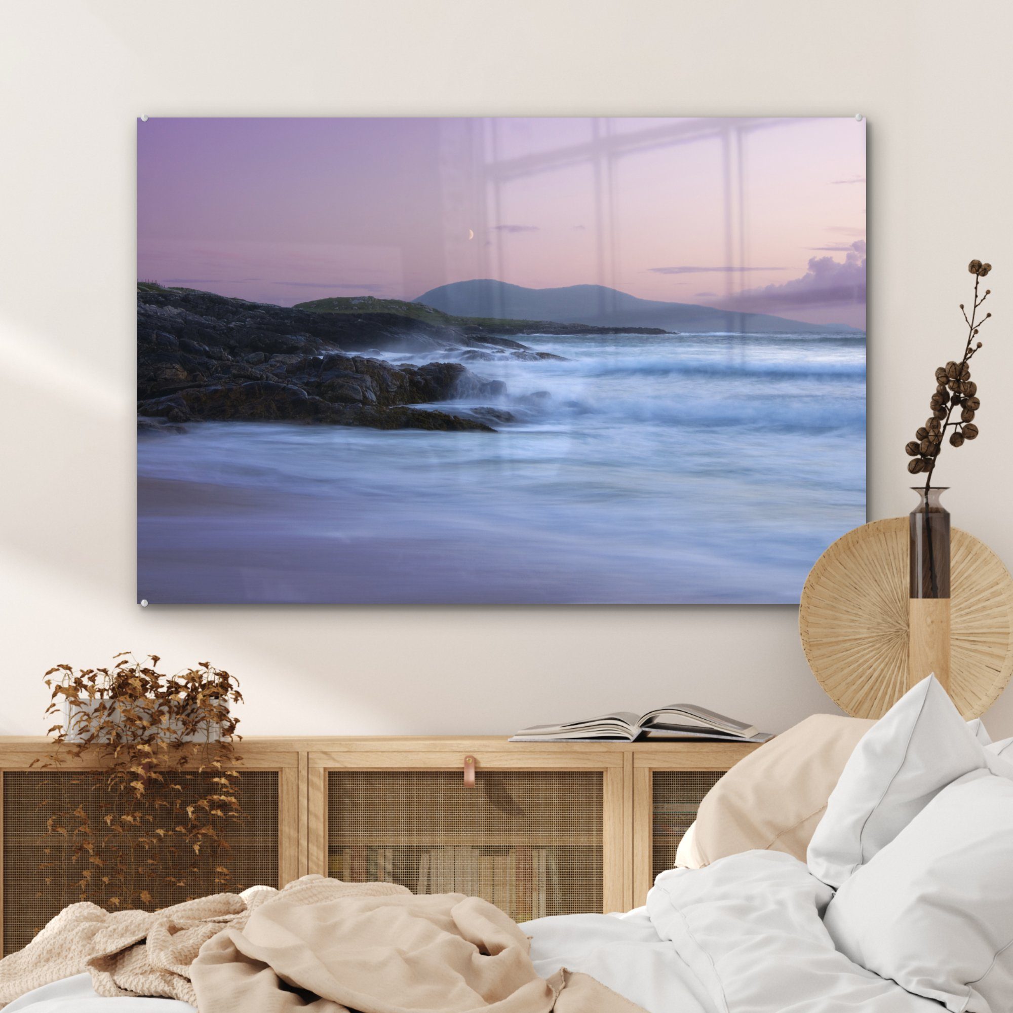 Felsen St), Schlafzimmer Beach, Acrylglasbild Wohnzimmer am (1 Acrylglasbilder Bowman MuchoWow &