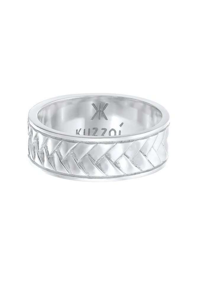 Kuzzoi Silberring Herren Bandring Used Vintage Retro 925 Silber, Geradlinig  geformter Ring für Männer