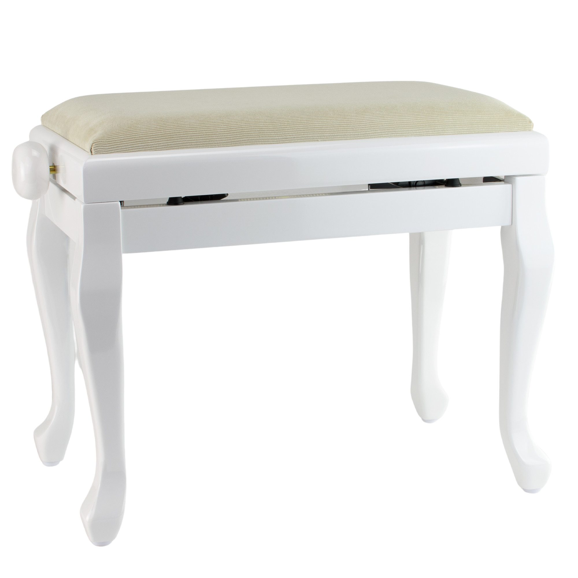 Steinbach Klavierbank Klavierbank in Weiß poliert mit Chippendale Beinen und Beige Stoff ...