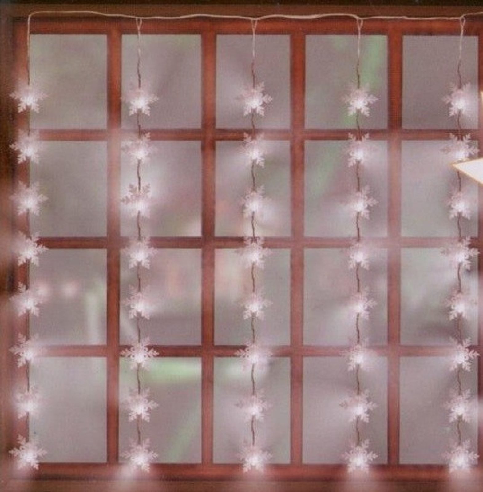 BURI Lichterkette LED Lichtervorhang Schneeflocken 75x85cm Weihnachtesdeko 40 Lichter – Bild 2 von 3