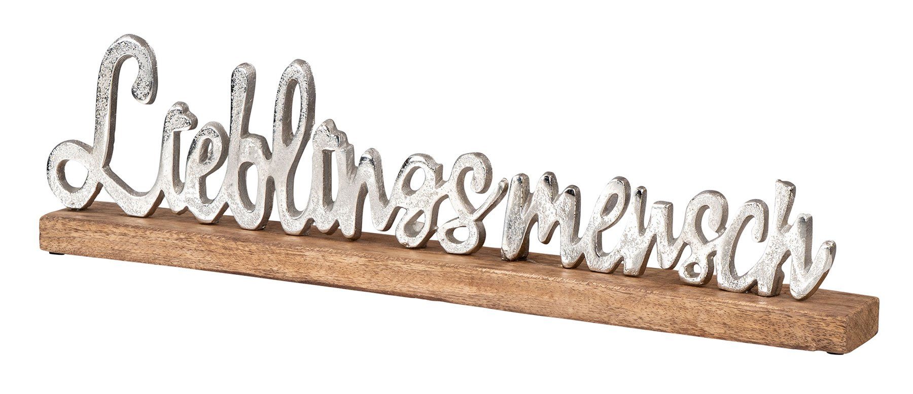 L48cm Mango Silber Levandeo® Metall Lieblingsmensch Holz Deko-Schriftzug, Schriftzug Tischdeko