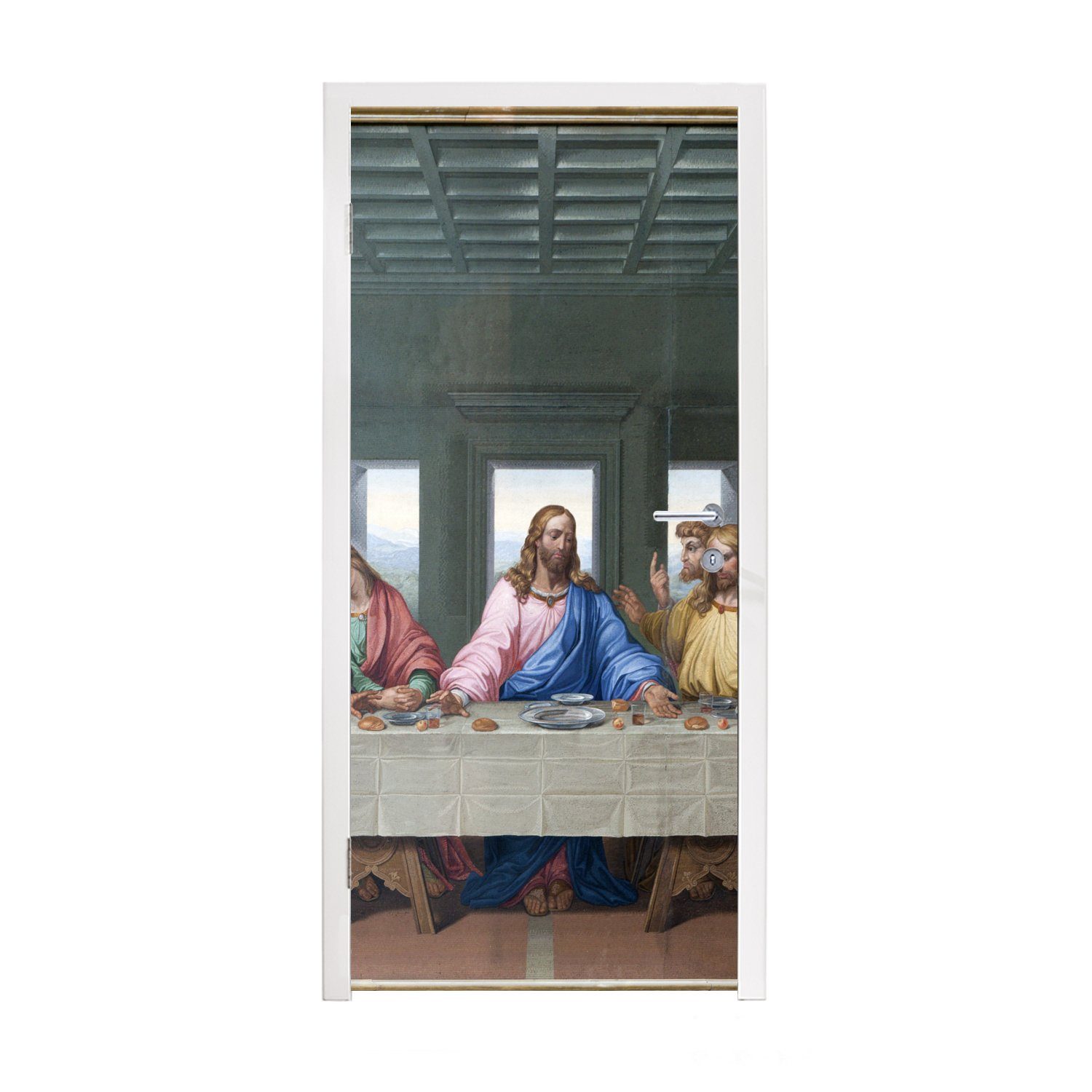 MuchoWow Türtapete Das letzte Abendmahl - Leonardo da Vinci, Matt, bedruckt, (1 St), Fototapete für Tür, Türaufkleber, 75x205 cm