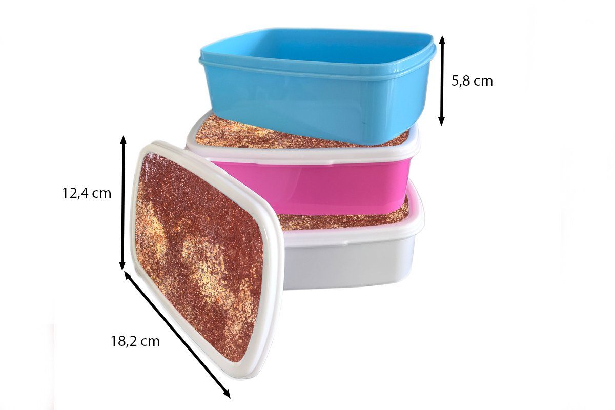 Mädchen, für Abstrakt, Kunststoff, Brotbox (2-tlg), Lunchbox Kunststoff - Snackbox, rosa - Erwachsene, Kinder, Rot MuchoWow Rost Brotdose