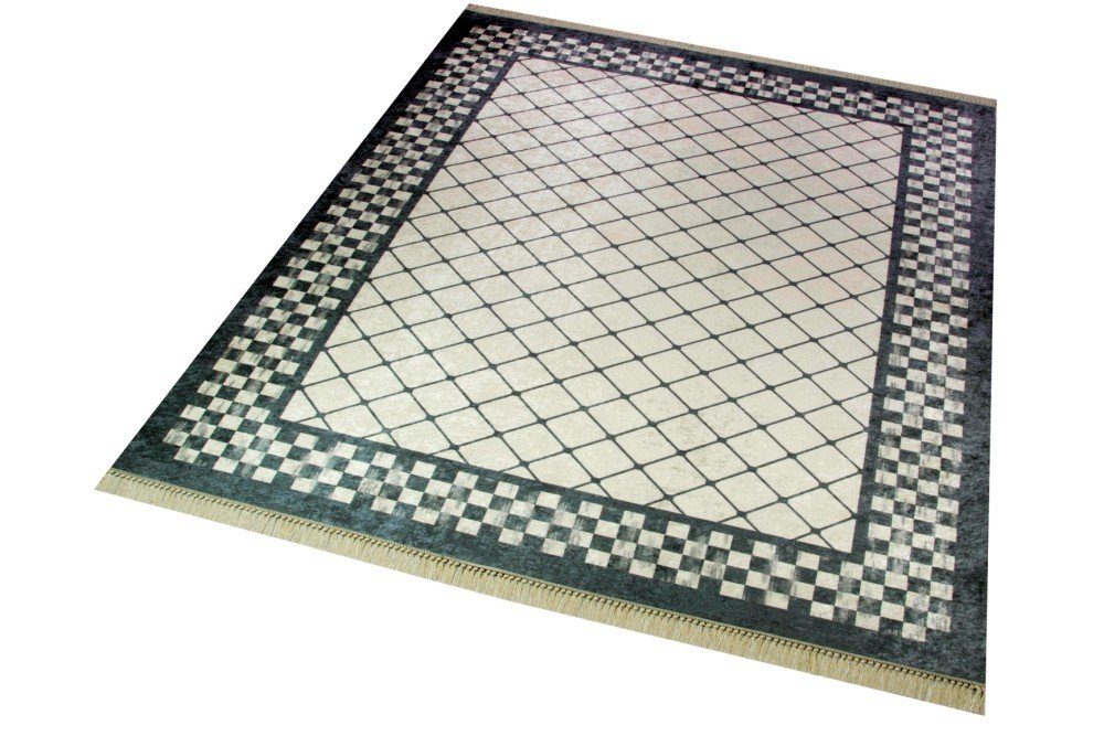 Carpetia Teppich Teppich im Printdesign Teppich Wohnzimmer waschbar karo grau, rechteckig, Höhe: 8 mm