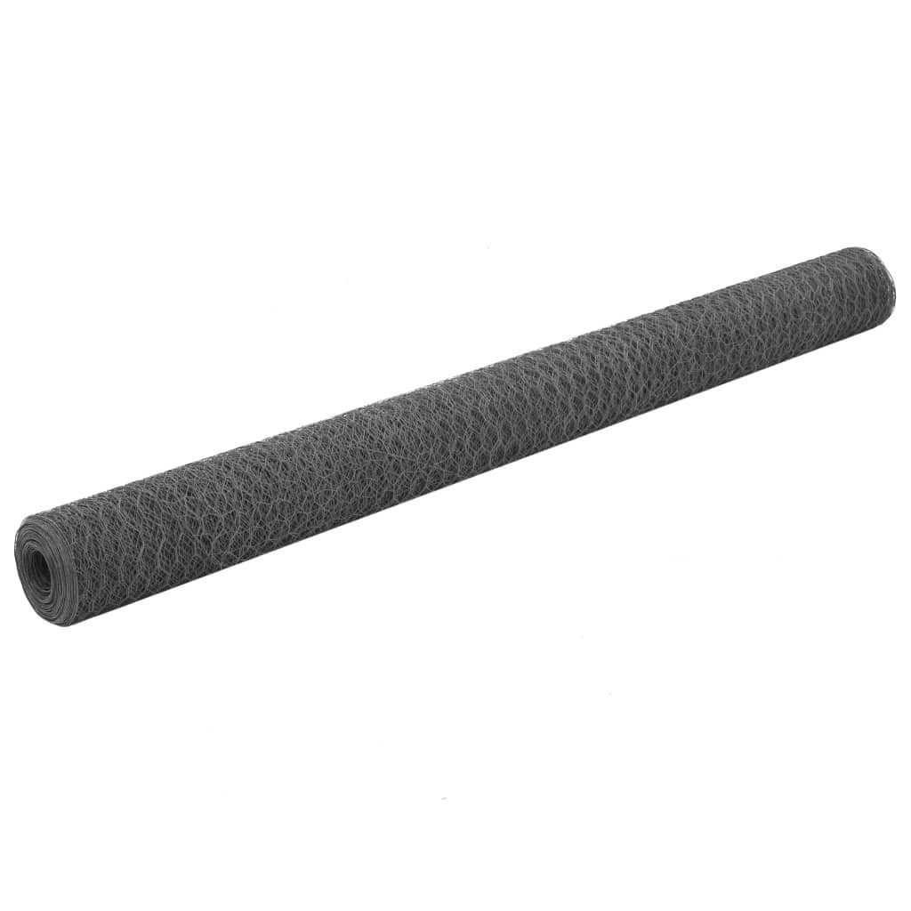 Gartenzaun Drahtzaun Stahl mit PVC-Beschichtung 25x1,5 m Grau