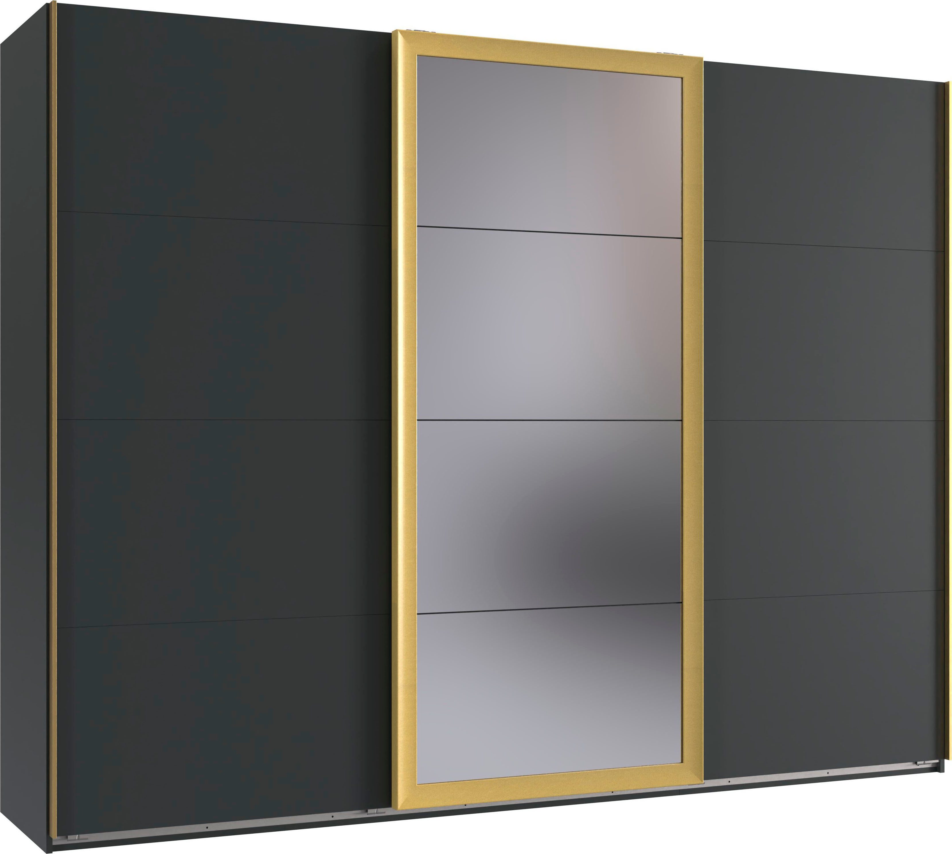 Wimex Schwebetürenschrank Katar, Kleiderschrank erhältlich in den Breiten 225cm und 270cm inkl. Spiegel, Akzente in Gold