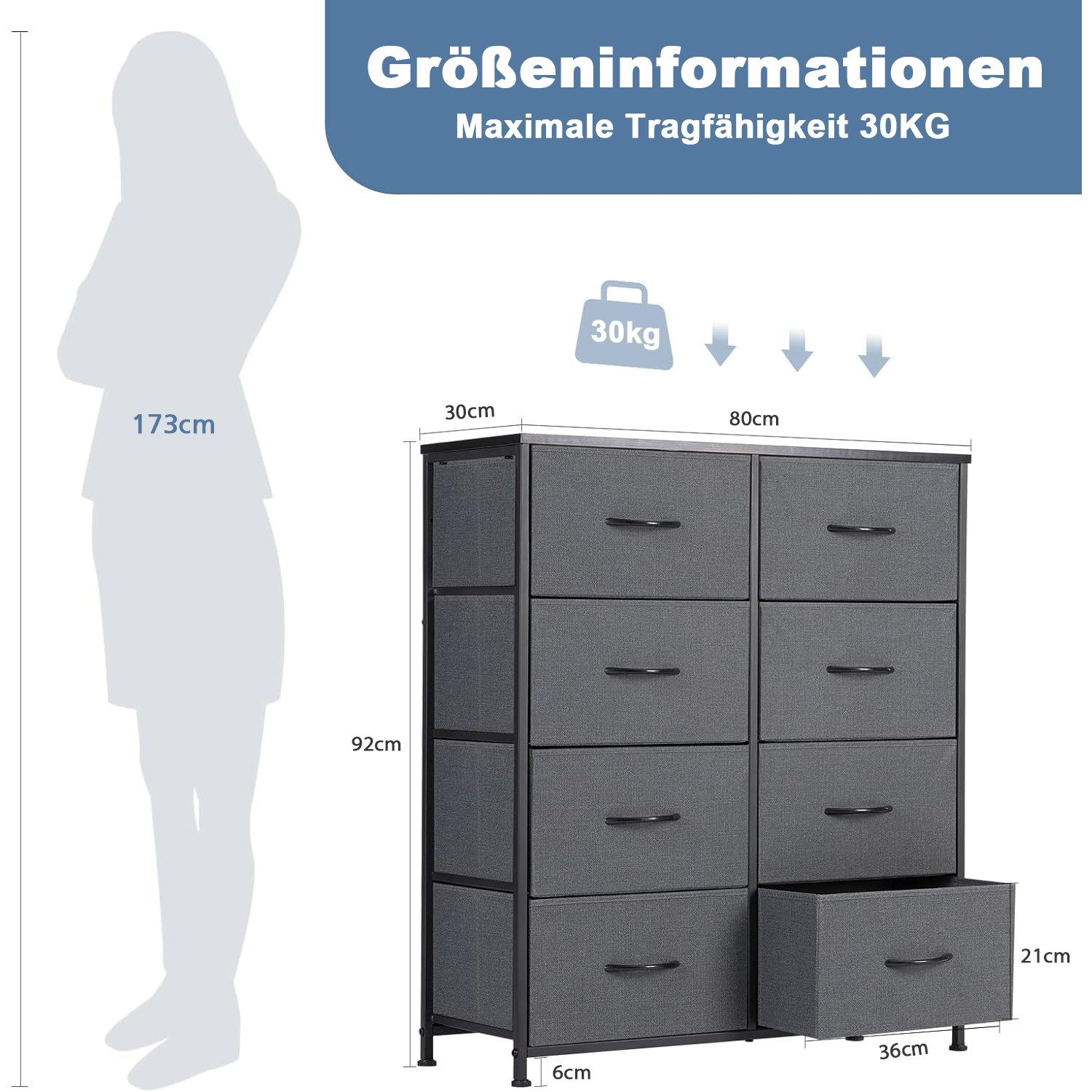 DUMOS Stauraumschrank Kommode mit Stoffschubladen, Stoffkommode für Schlafz günstig online kaufen