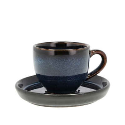 Bitz Geschirr-Set Bitz Espressotasse mit Henkel und passender Untertasse schwarz/blau