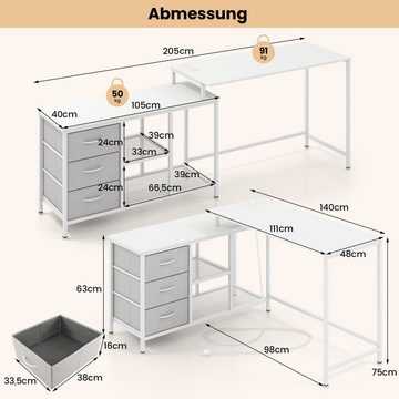 KOMFOTTEU Eckschreibtisch, L-förmiger Computertisch mit Schubladen & Regalen