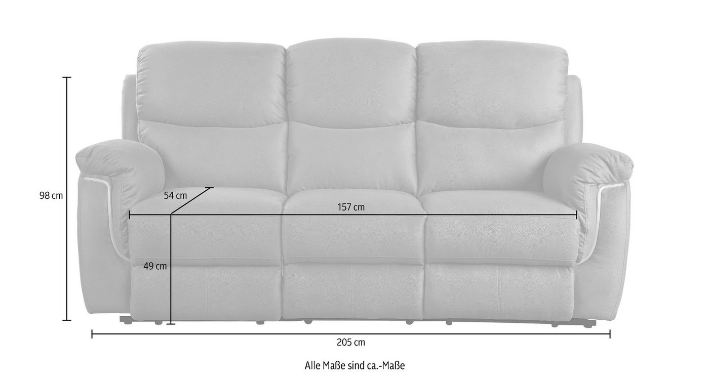 ATLANTIC home collection 3-Sitzer, mit LED Beleuchtung und Relaxfunktion mit verstellbarem Fußteil-HomeTrends