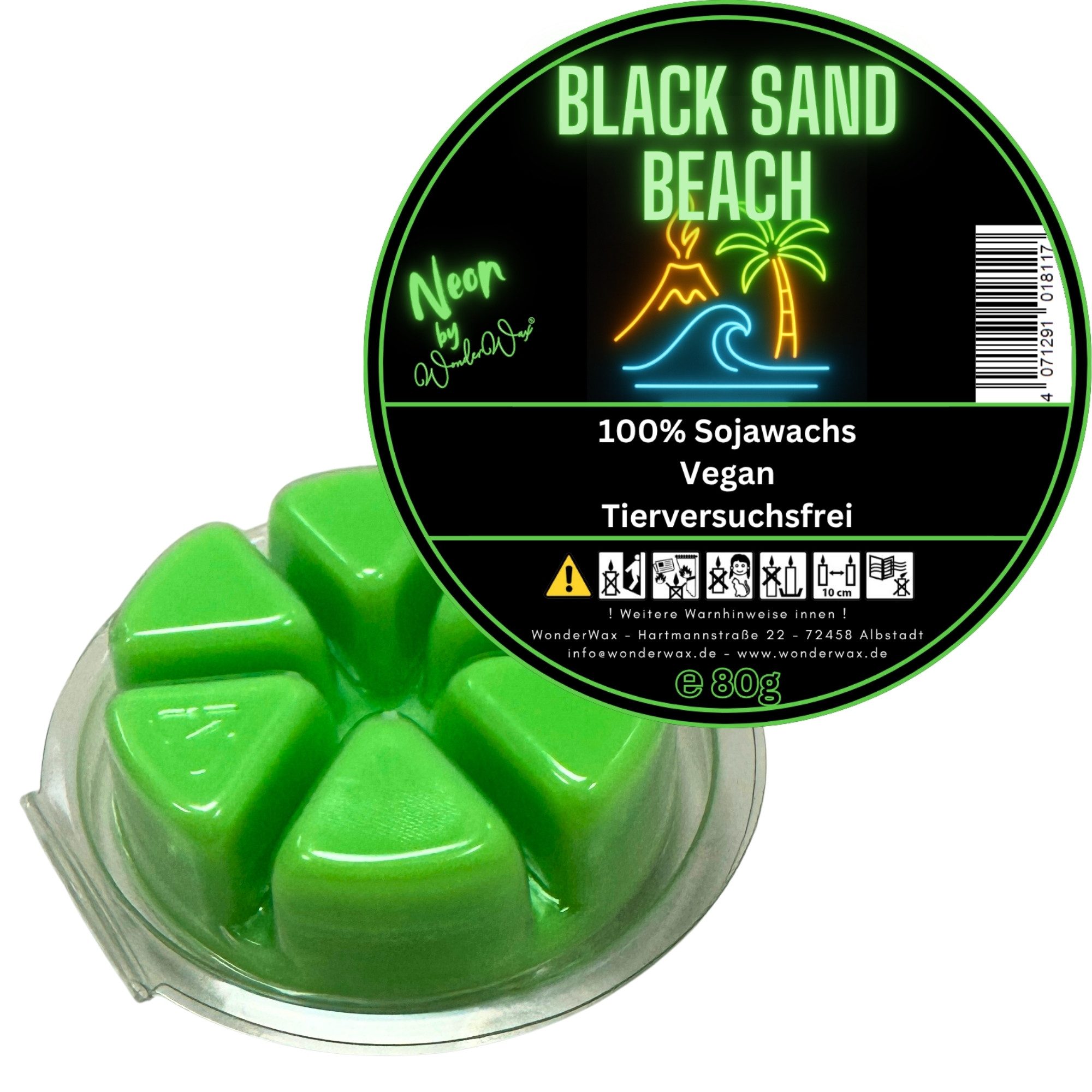 WonderWax Duftwachs WonderWax® Duftwachs Kreis 6 pcs Neon (Black Sand & Beach), Duftrichtung: Black Sand & Beach