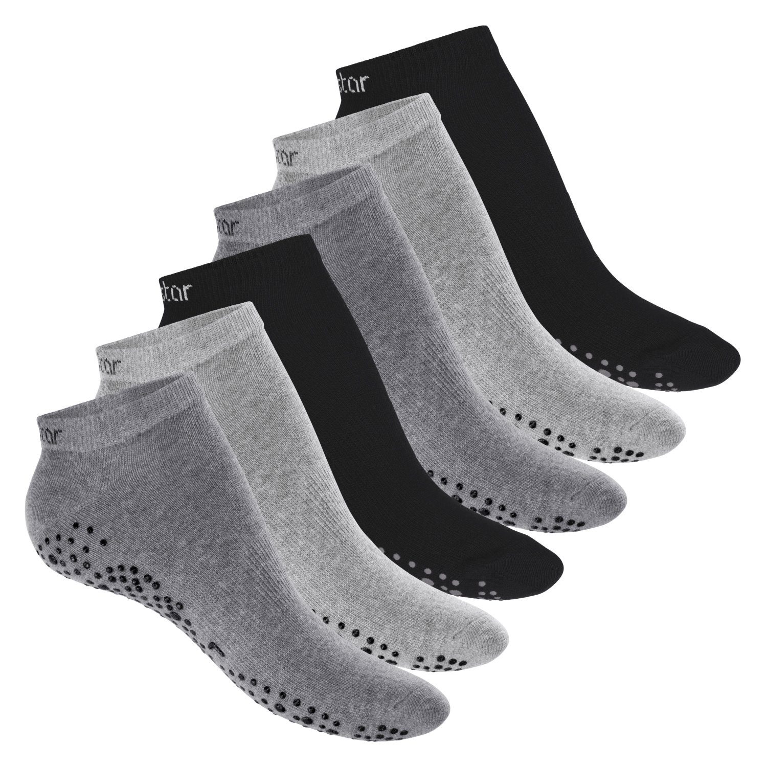 celodoro Sportsocken (6 Grey Damen ABS & Sneaker Pilates Classic mit Yoga Socken Paar)