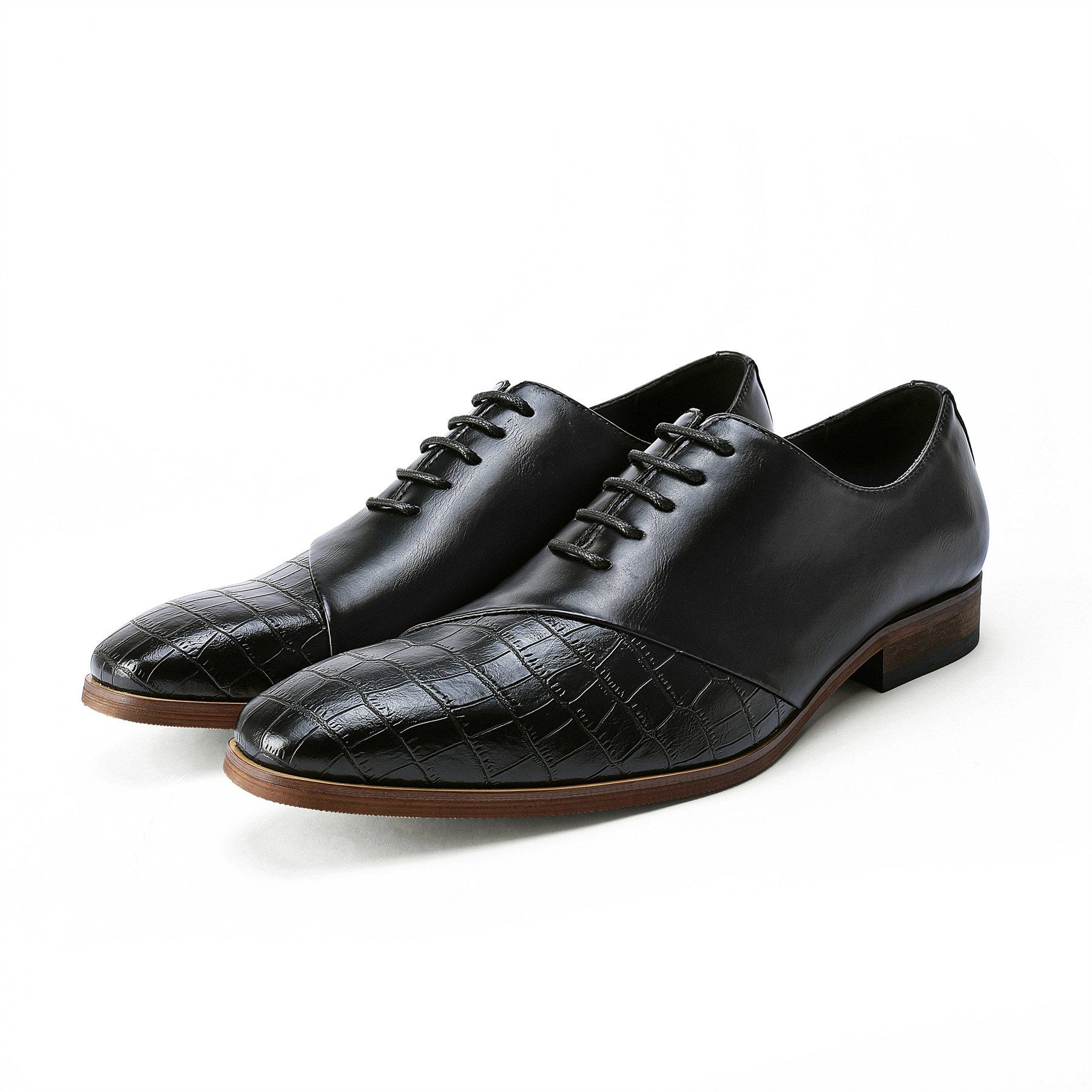 Allthemen Schnürschuh Herren Business Schnürschuhe mit Krokoleder-Optik Spitzkappe