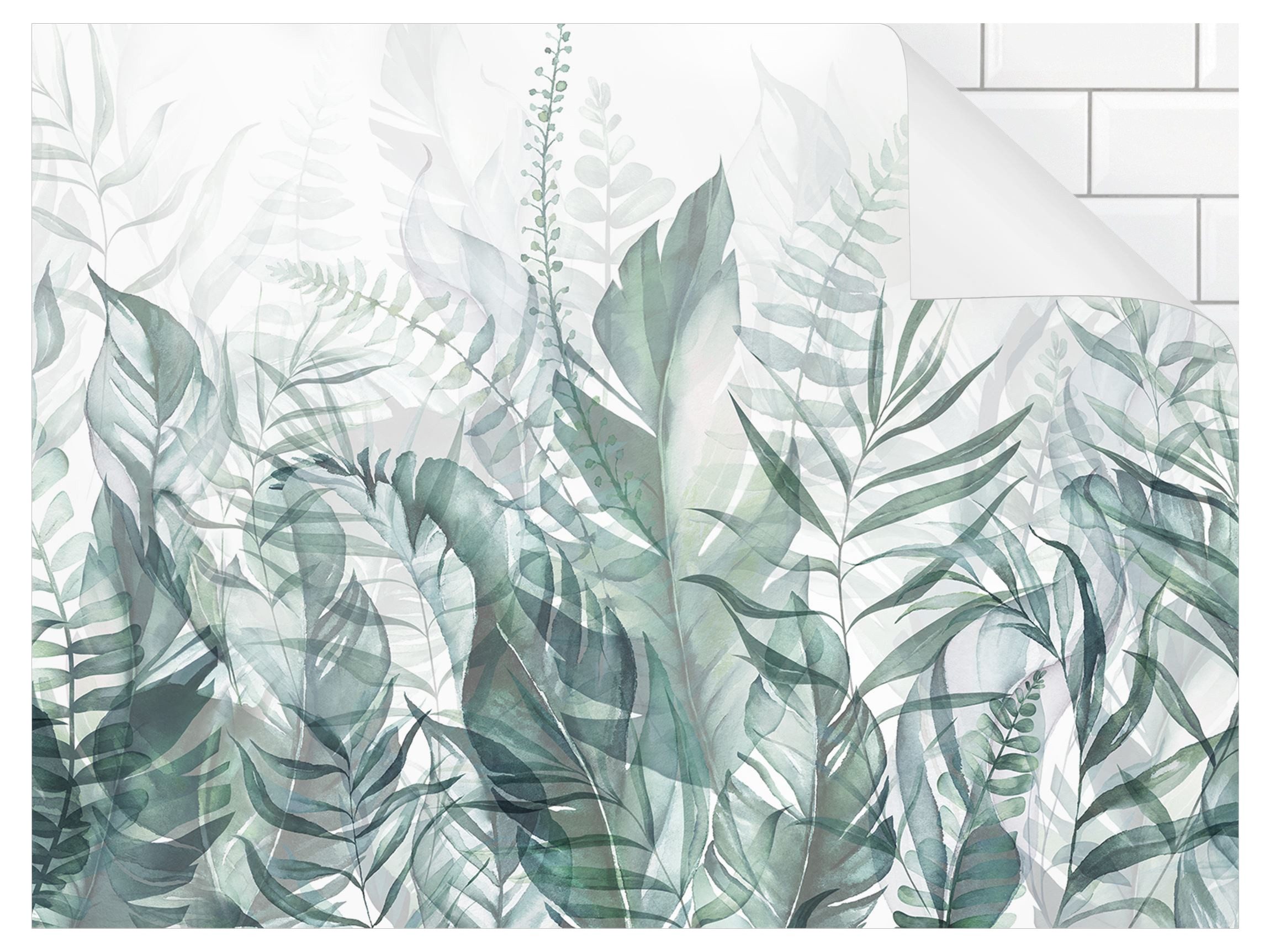 Bilderdepot24 Badrückwand grün fugenlose Wandverkleidung Bad Tropisch, (Hartfolie matt » Selbstklebend SMART 0,35 mm), wasserfestes Wandpaneel Botanik Tropische Blätter Grün