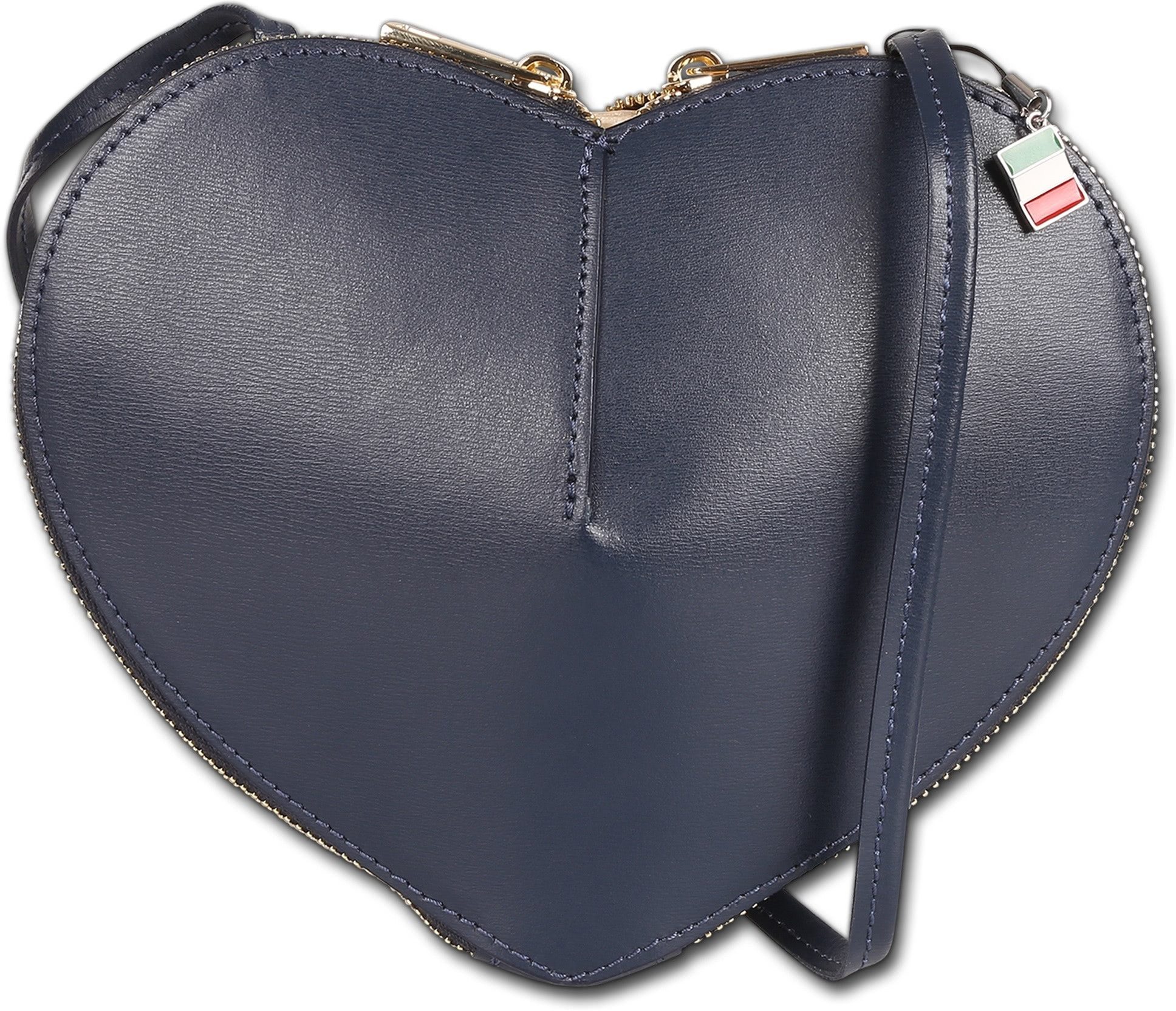 FLORENCE Umhängetasche Florence Damen Umhängetasche Leder Herz (Umhängetasche, Umhängetasche), Damen Tasche Echtes Leder dunkelblau, Herz, Made-In Italy