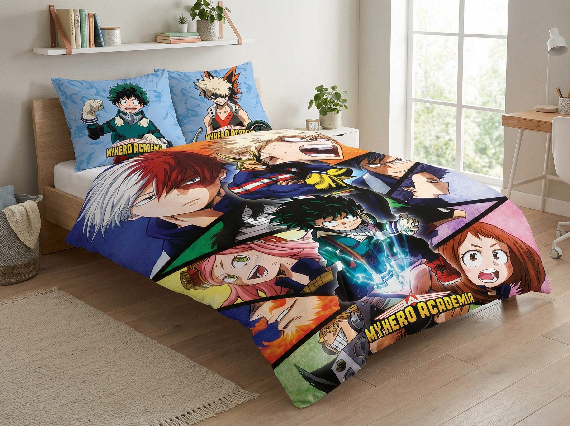 MY HERO ACADEMIA Bettwäsche My Hero Academia Anime Kinderbettwäsche Set, Mikrofaser, Deckenbezug 135-140x200 cm, Kissenbezug 63x63 cm