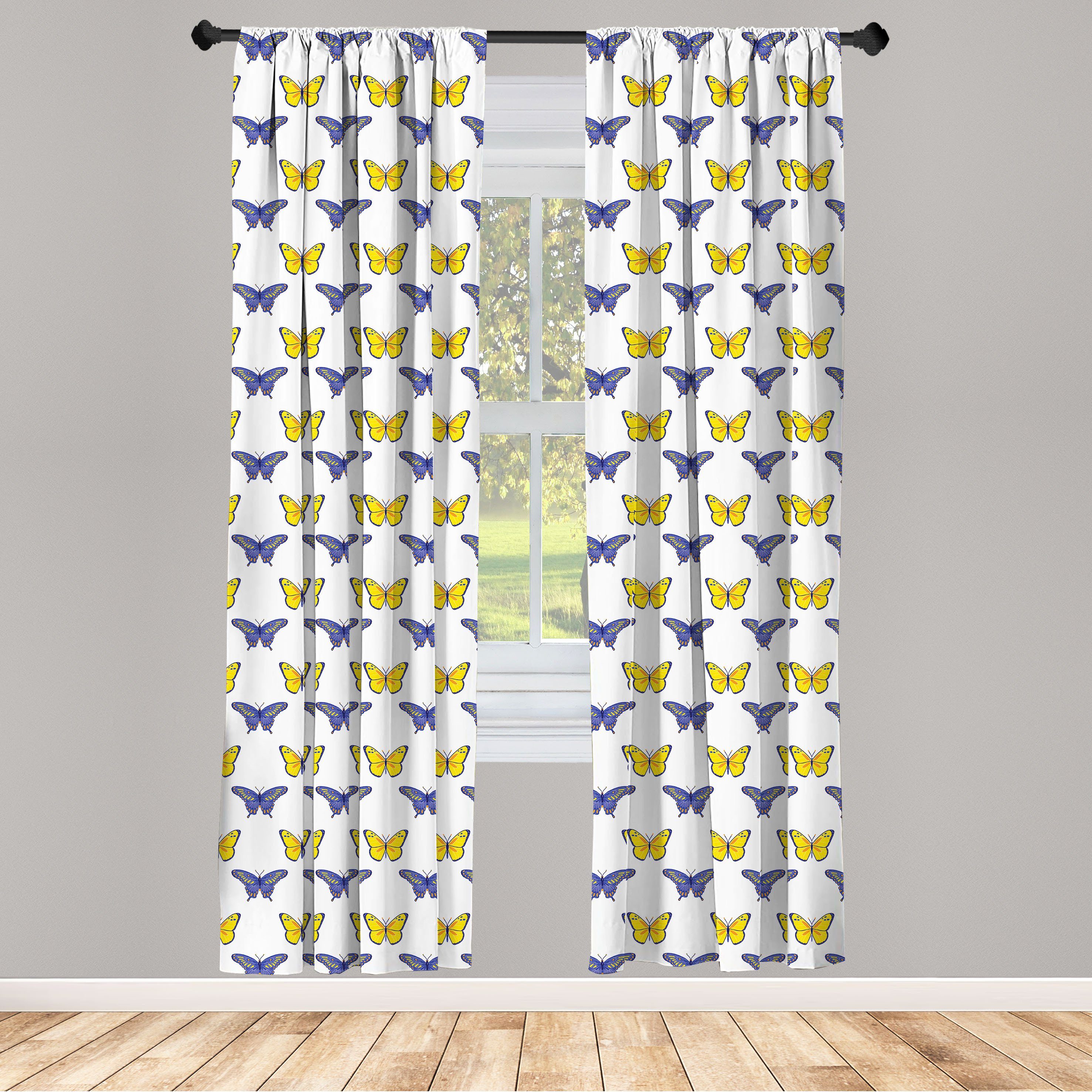 Gardine Vorhang für Wohnzimmer Schlafzimmer Dekor, Abakuhaus, Microfaser, Tiere Natürliche Schmetterlinge Muster