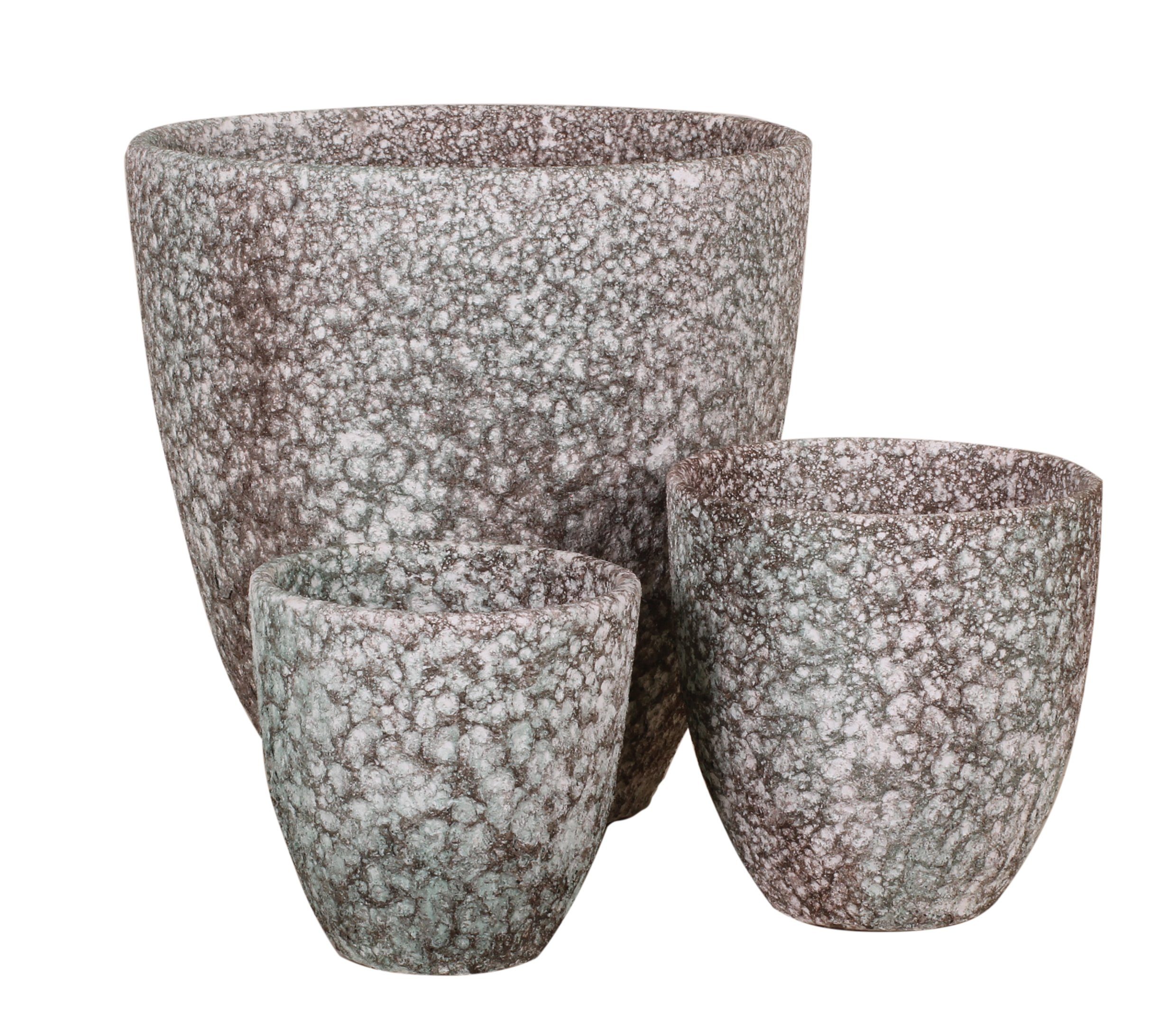 Multicolor Steinoptik handgefertigt mit Vase konisch Struktur Übertopf Portugal, in tegawo Vulcano