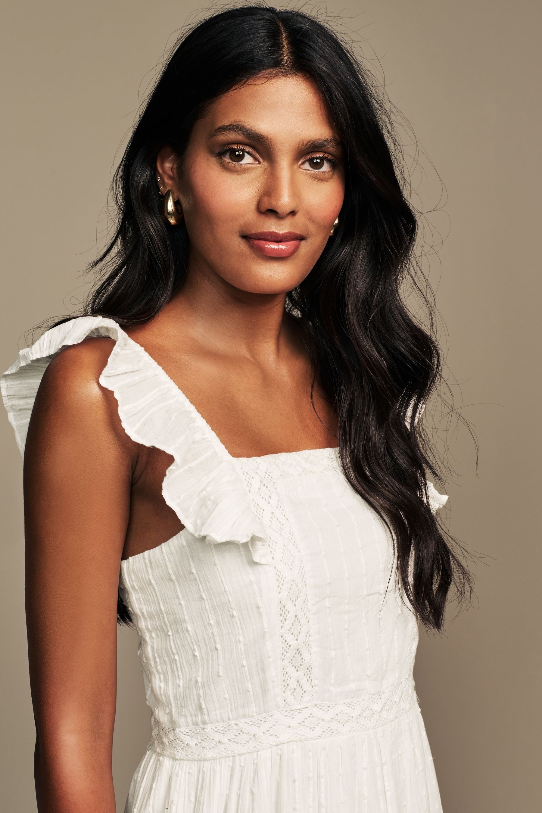 LAURA ASHLEY Druckkleid Laura Ashley Strukturiertes Midaxi-Kleid, Spitze (1-tlg)