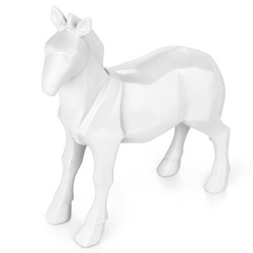 Moritz Dekofigur Polygonal Pferd weiß, Polyresin Figuren Deko Geschenk Geometrische TierFigur Modern Skulptur