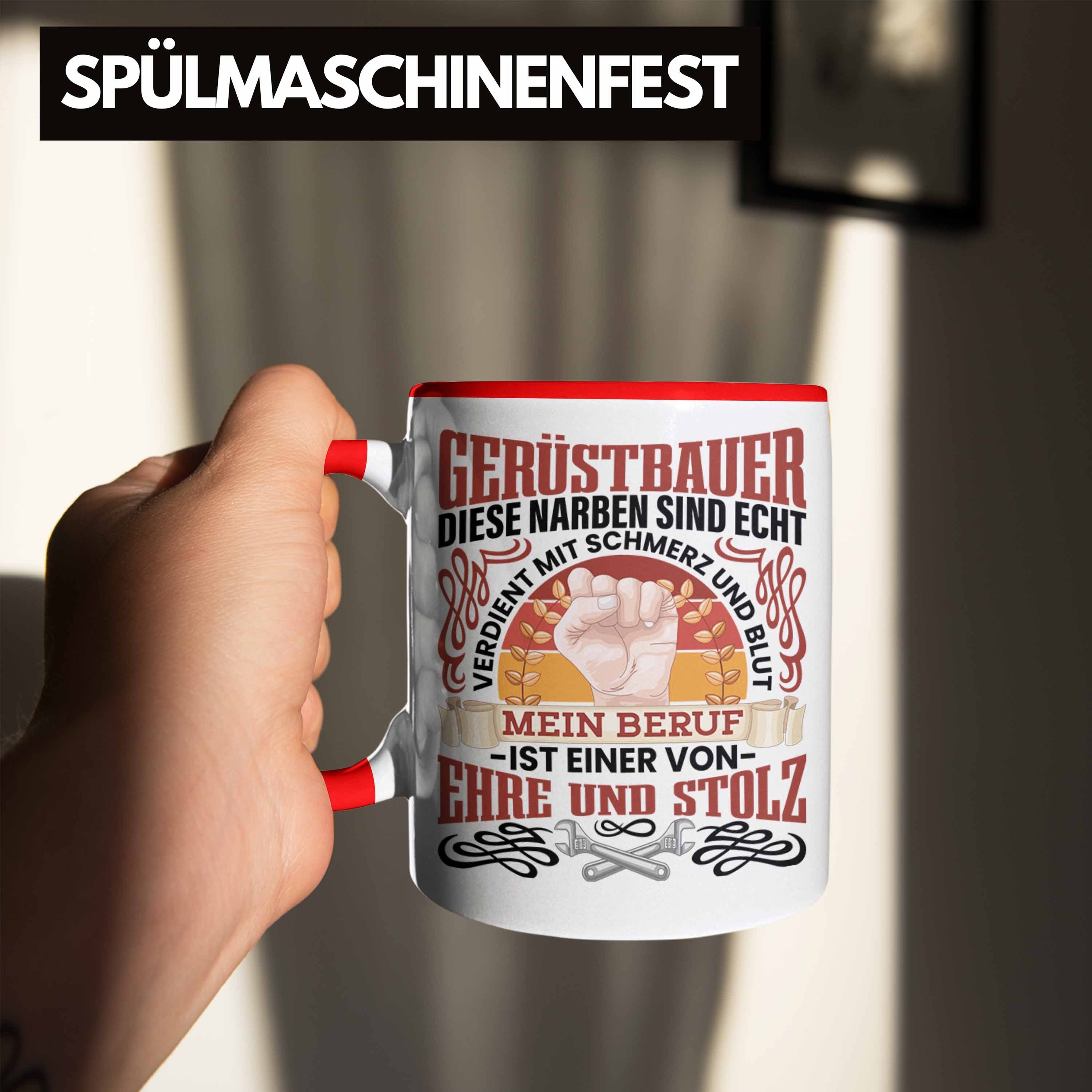 Männer Gerüstbauer Spruch Tasse Gerüstbaumeister Tasse Geschenk Trendation Rot