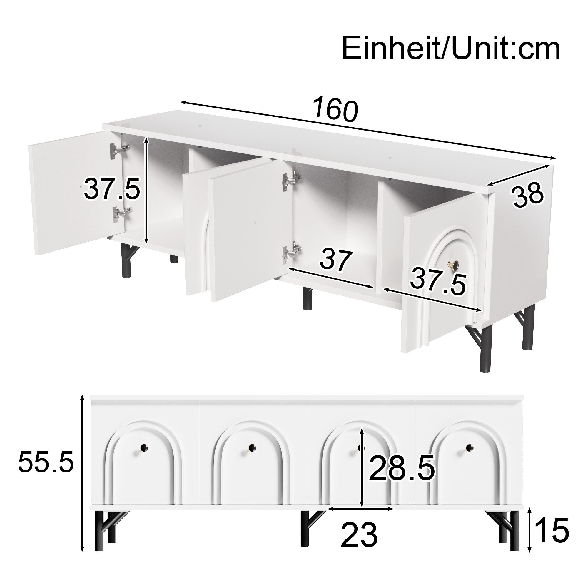 Ulife TV-Schrank Moderner 4-türiger TV-Stand, 160 günstig online kaufen