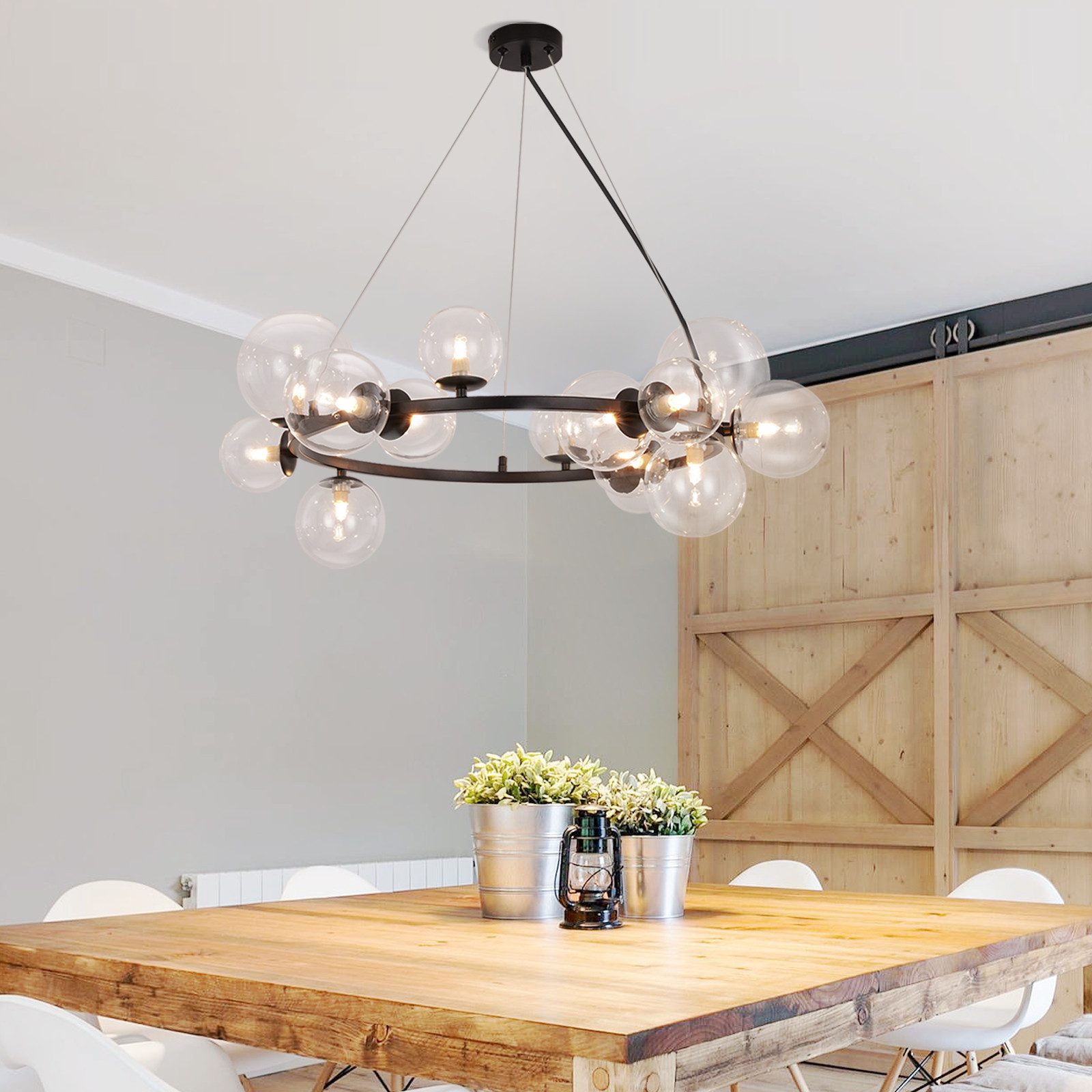 Nettlife Pendelleuchte Esstisch Glas G9 8/14 Flammig Modern Kronleuchter, LED wechselbar, Esstischlampe Wohnzimmer Hängeleuchte für Schlafzimmer Hotel