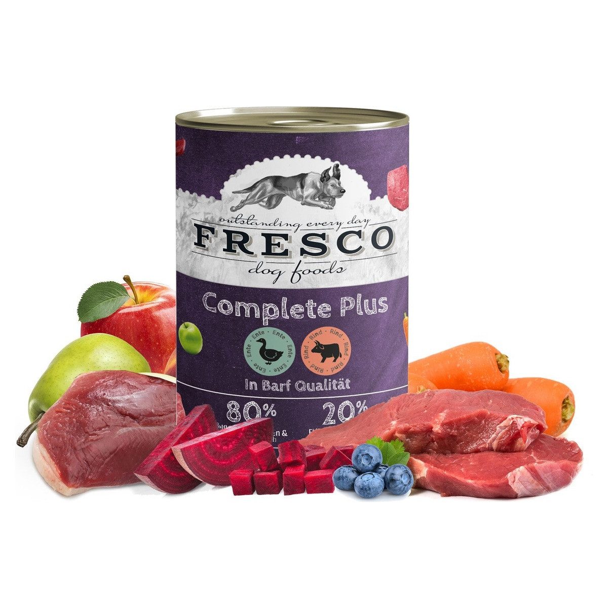 Fresco Dog Complete Plus Ente mit Rind 400 g - 12 Stück, für: Hund