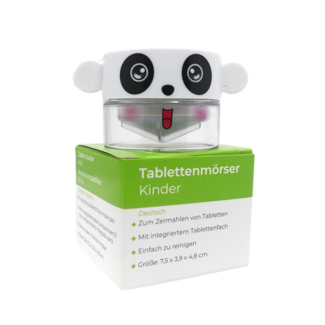 LisaCare Mörser Kinder-Tablettencrusher - Tablettenmörser, (1-tlg., Panda), Angenehme Tabletteneinnahme!