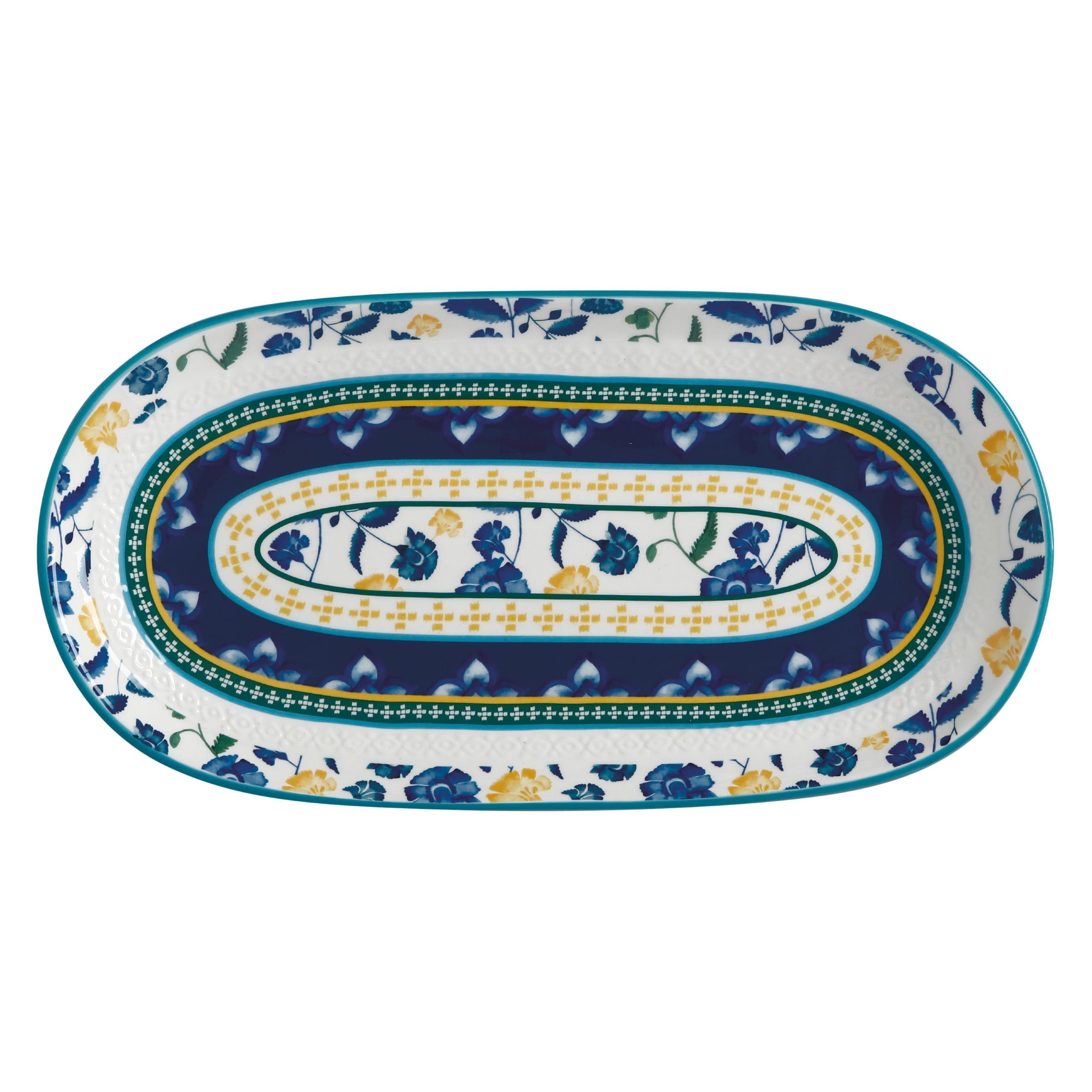 Maxwell & Williams Servierplatte Rhapsody, Keramik, RHAPSODY Platte Blau,  33 x 17 cm, Keramik, in Geschenkbox