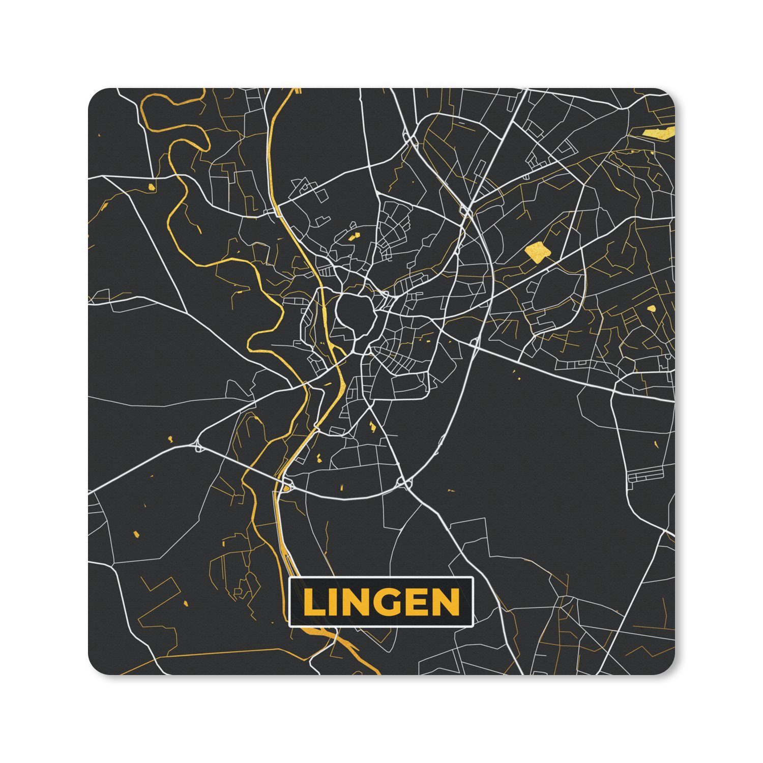 MuchoWow Mauspad Stadtplan - Deutschland - Gold - Lingen - Karte (1-St ...