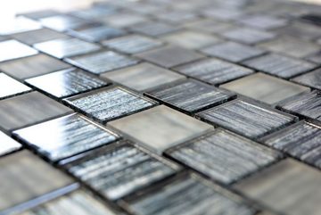 Mosani Mosaikfliesen Mosaik Fliese Glasmosaik Milchglas Struktur schwarz klar matt