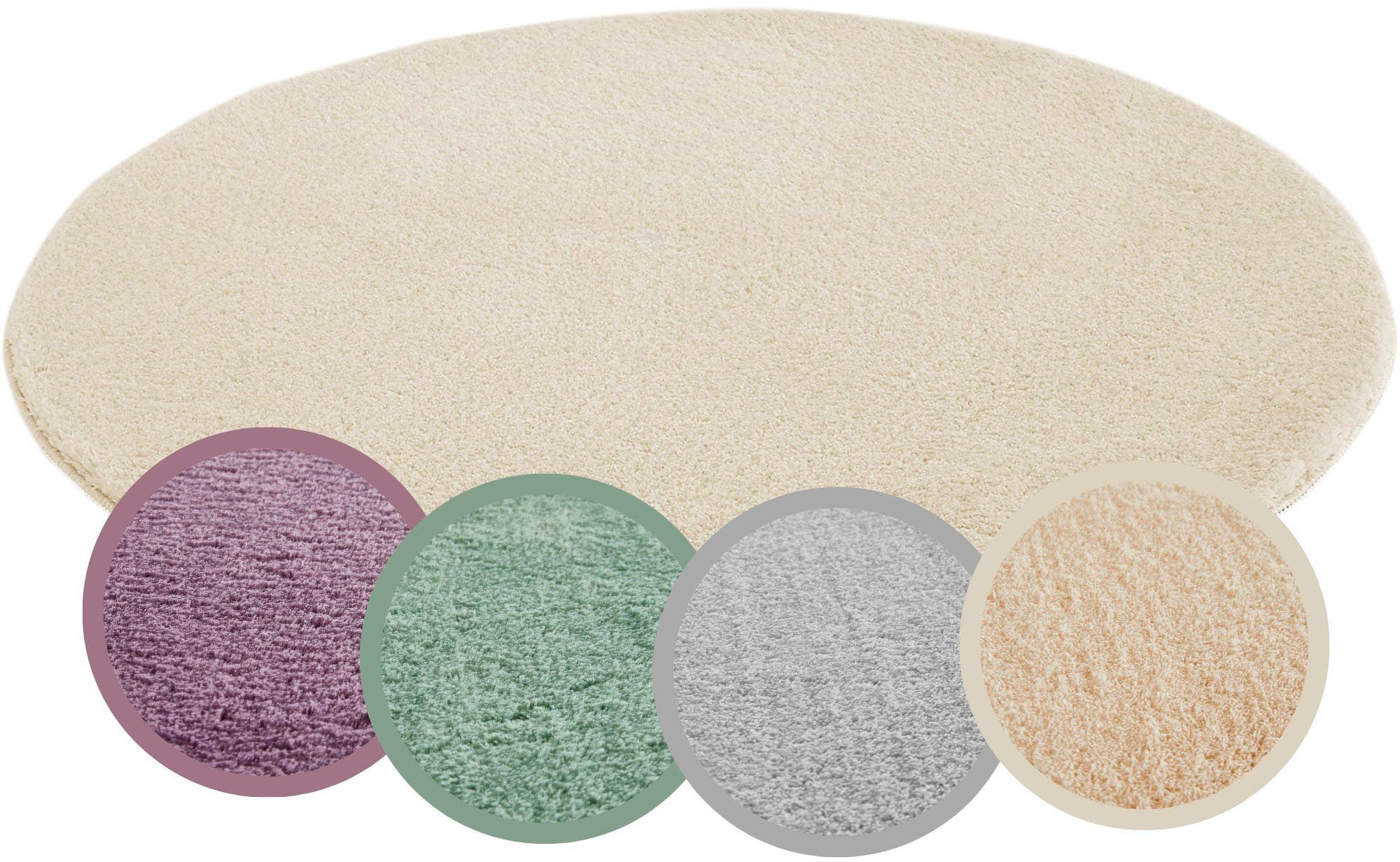 Andiamo Teppich Arezzo, rund, Höhe: 16 mm, Uni Farben, weicher Flor, waschbar, ideal im Wohnzimmer & Schlafzimmer