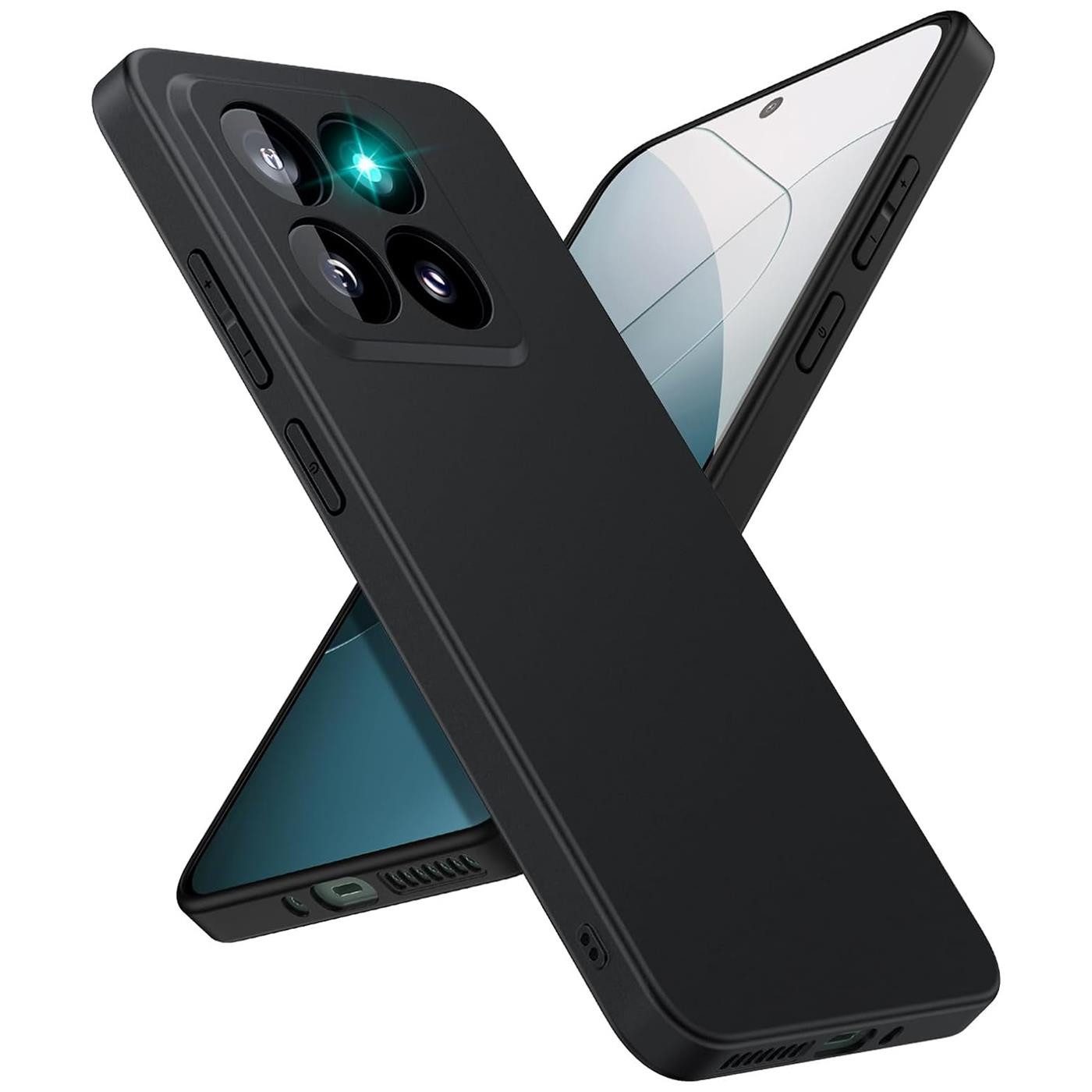 CoolGadget Handyhülle Handy Schutzhülle für Xiaomi 14 Pro matt schwarz 6,73 Zoll, Silikon TPU Hülle Schutz Tasche Cover schlicht Slim Case