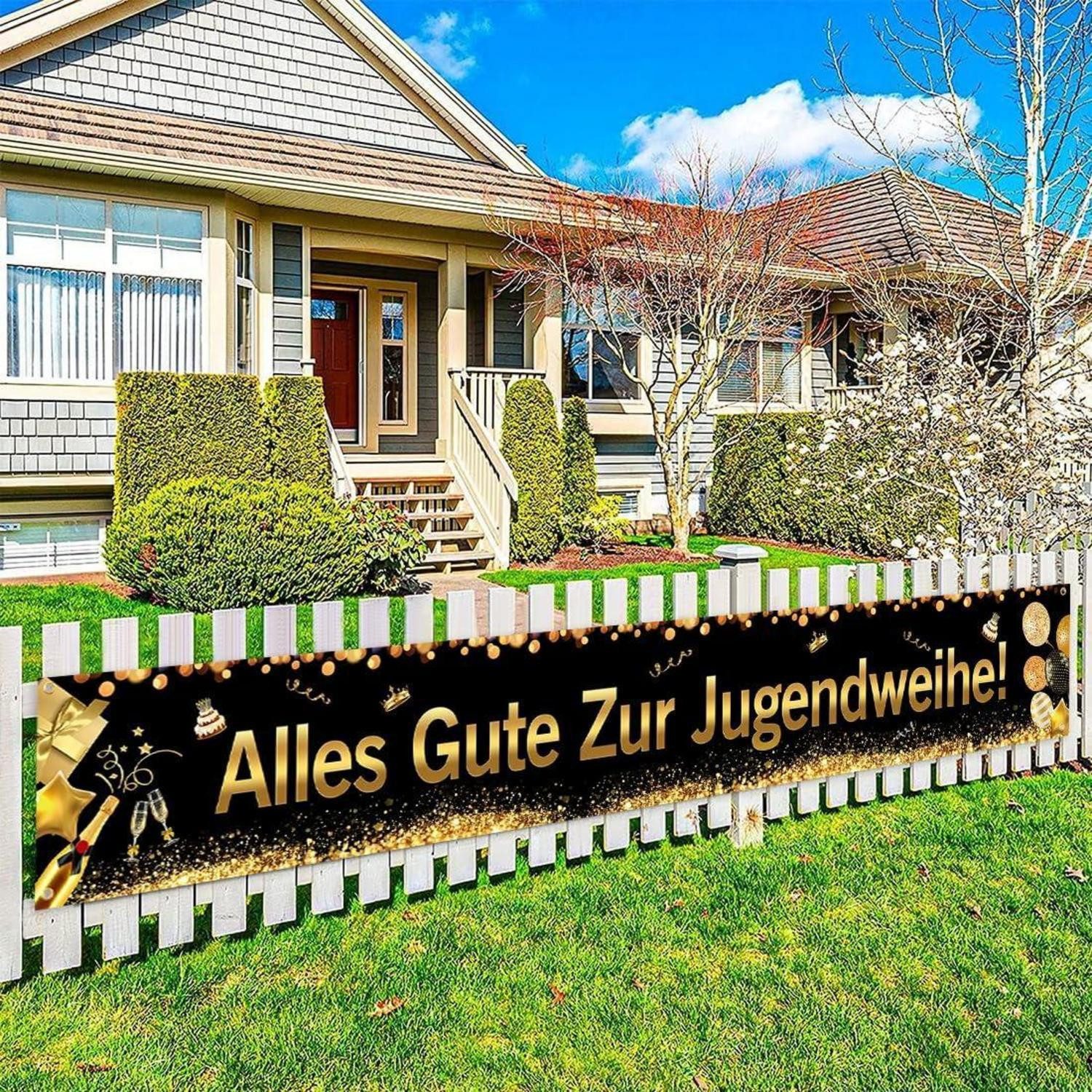 LuxusKollektion Girlande Banner Jugendweihe Schwarz Gold 270x40cm