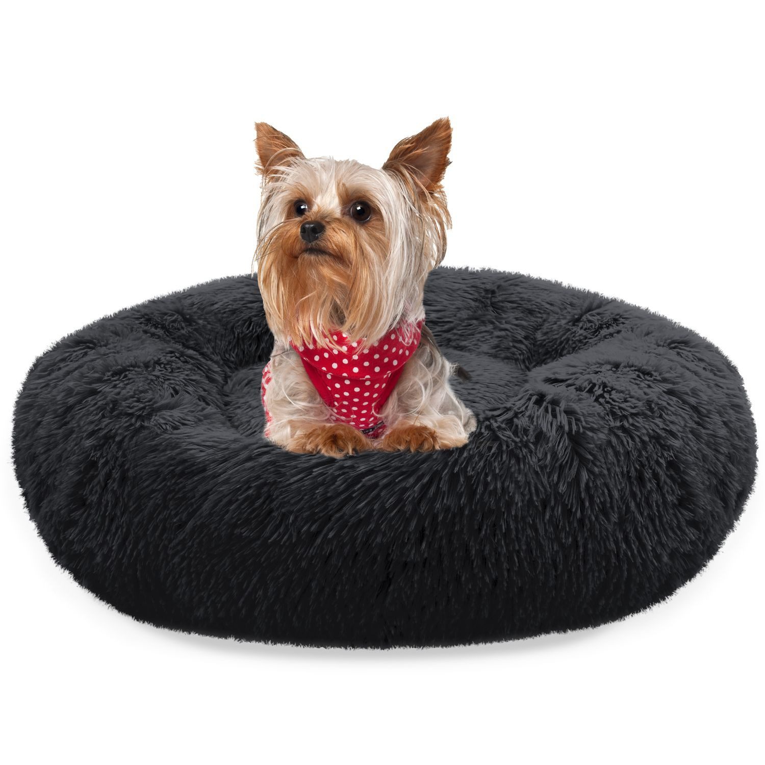 Bluzelle Tierbett Premium Hundebett Hundekissen Donut / Katzenbett Katzenkissen / XXS, Flauschig Kuschelig Weiches Kunstfell, für Kleine Hunde / Hundekorb / Rund Waschbar Plüsch Kissen Tier Bett