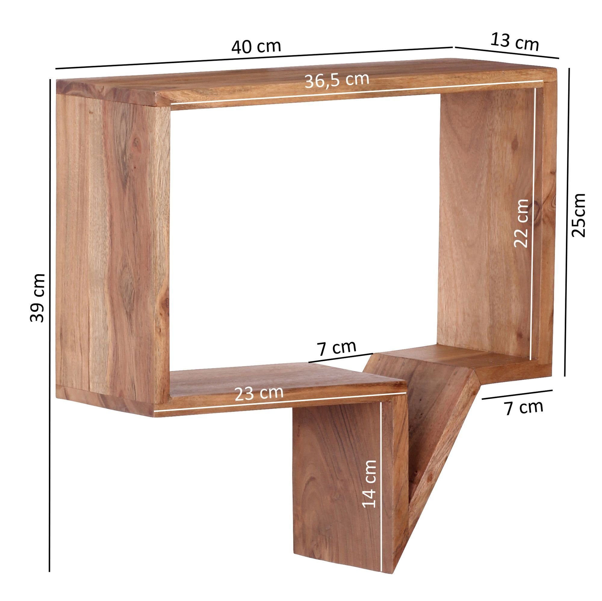 Wandboard Schwebend, Wandregal Set Modern, Wohnling Massivholz Sprechblase Akazie WL1.530, 2er Hängeregal Regal Echtholz